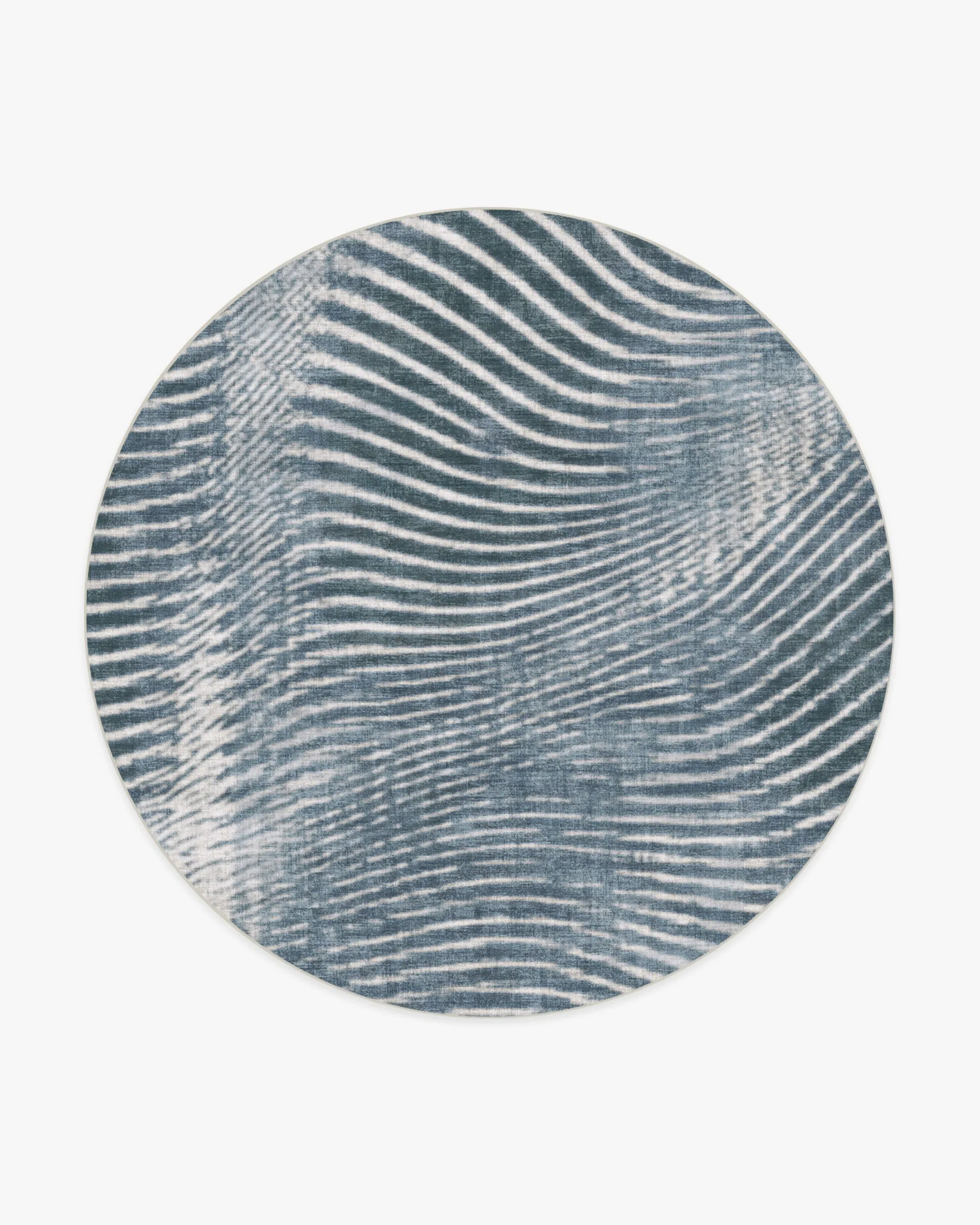 Round Machine Washable Area Rug - Blue
