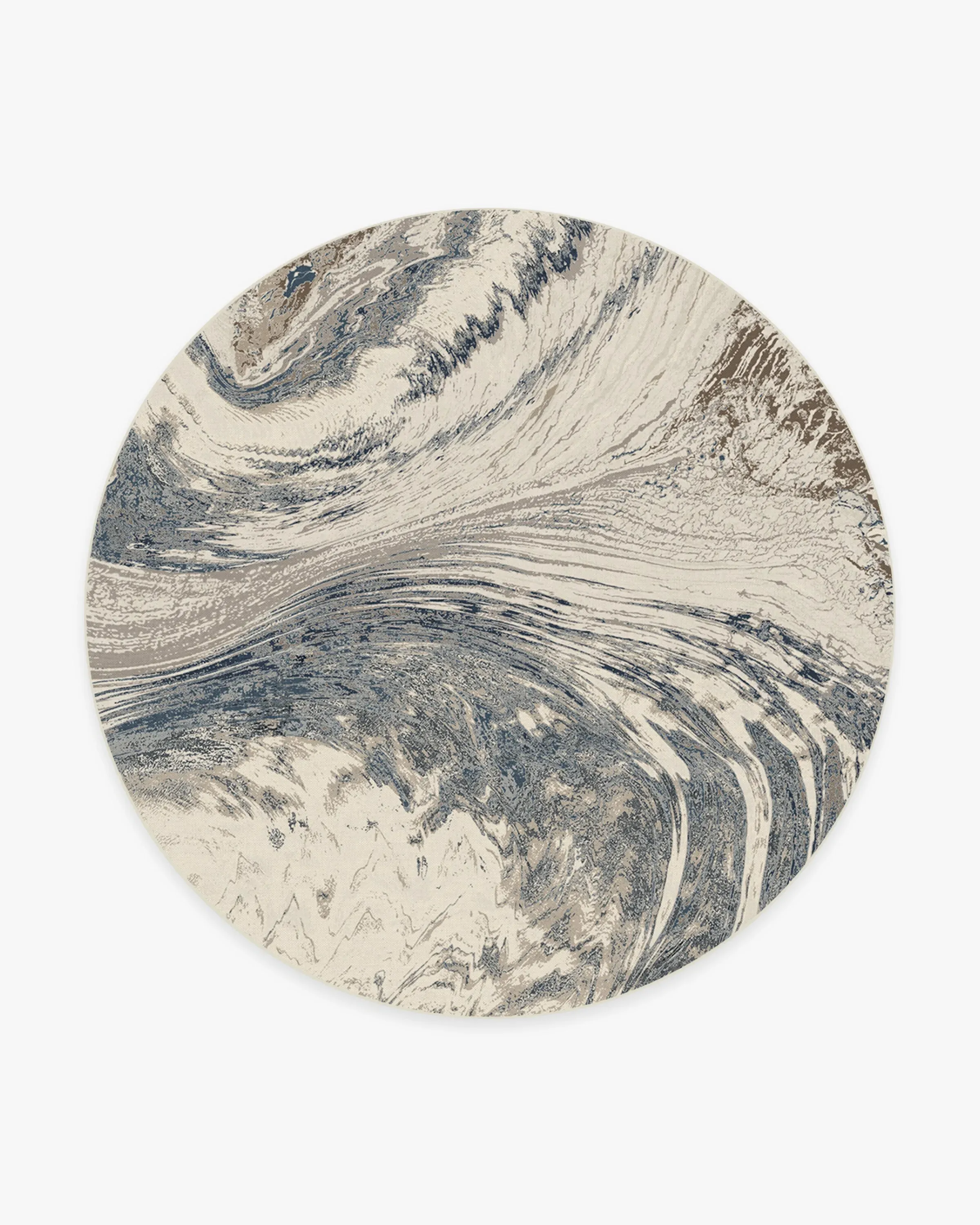 Round Machine Washable Area Rug - Blue, Chenille