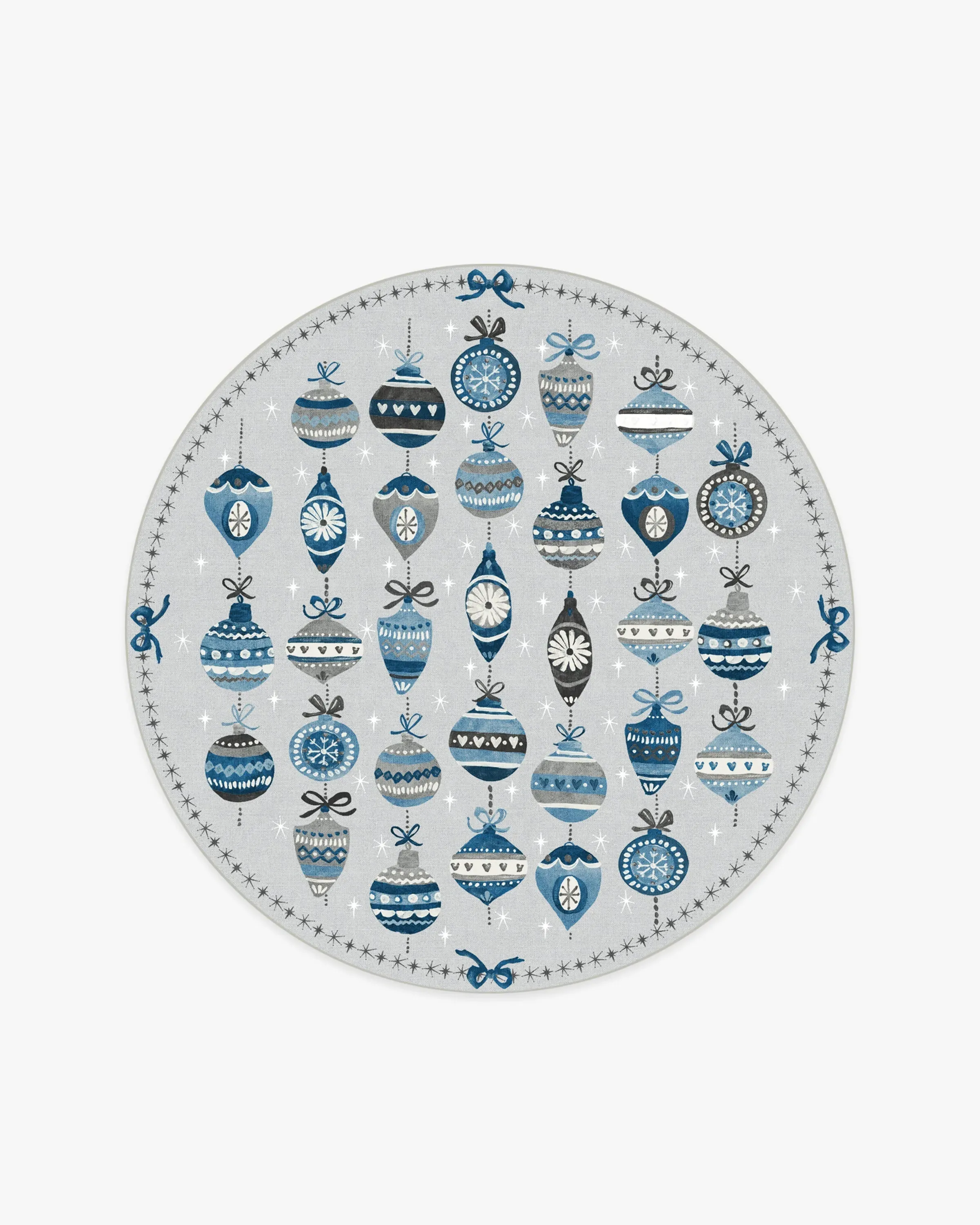 Round Machine Washable Area Rug - Blue, Flatwoven