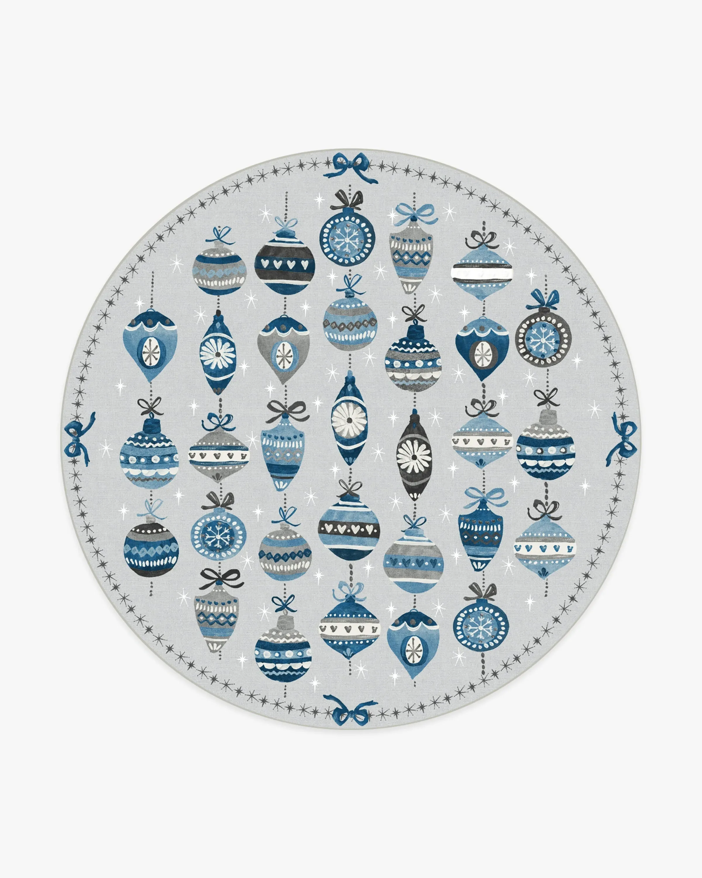 Round Machine Washable Area Rug - Blue, Flatwoven