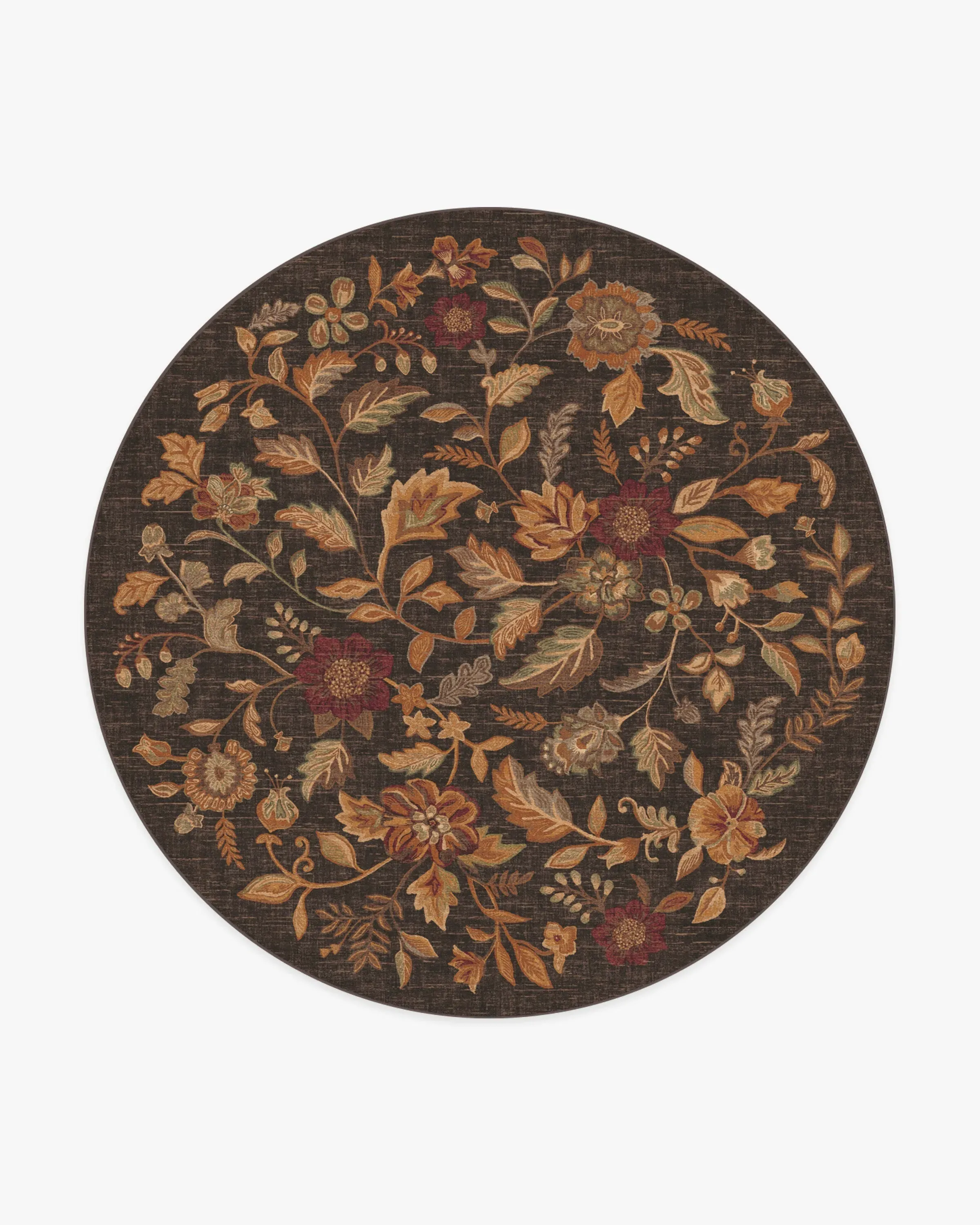Round Machine Washable Area Rug - Brown