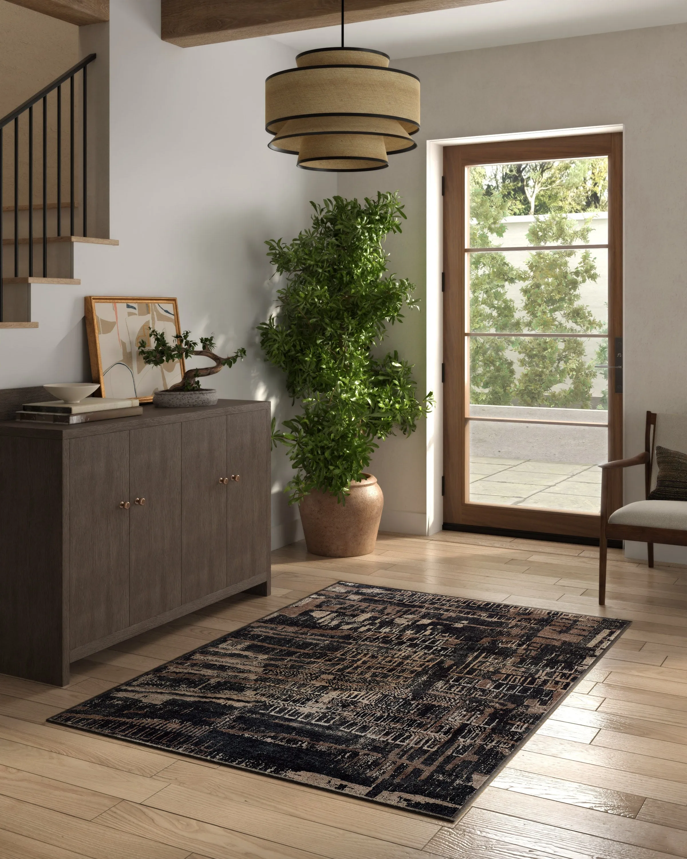 Round Machine Washable Area Rug - Brown, Tufted