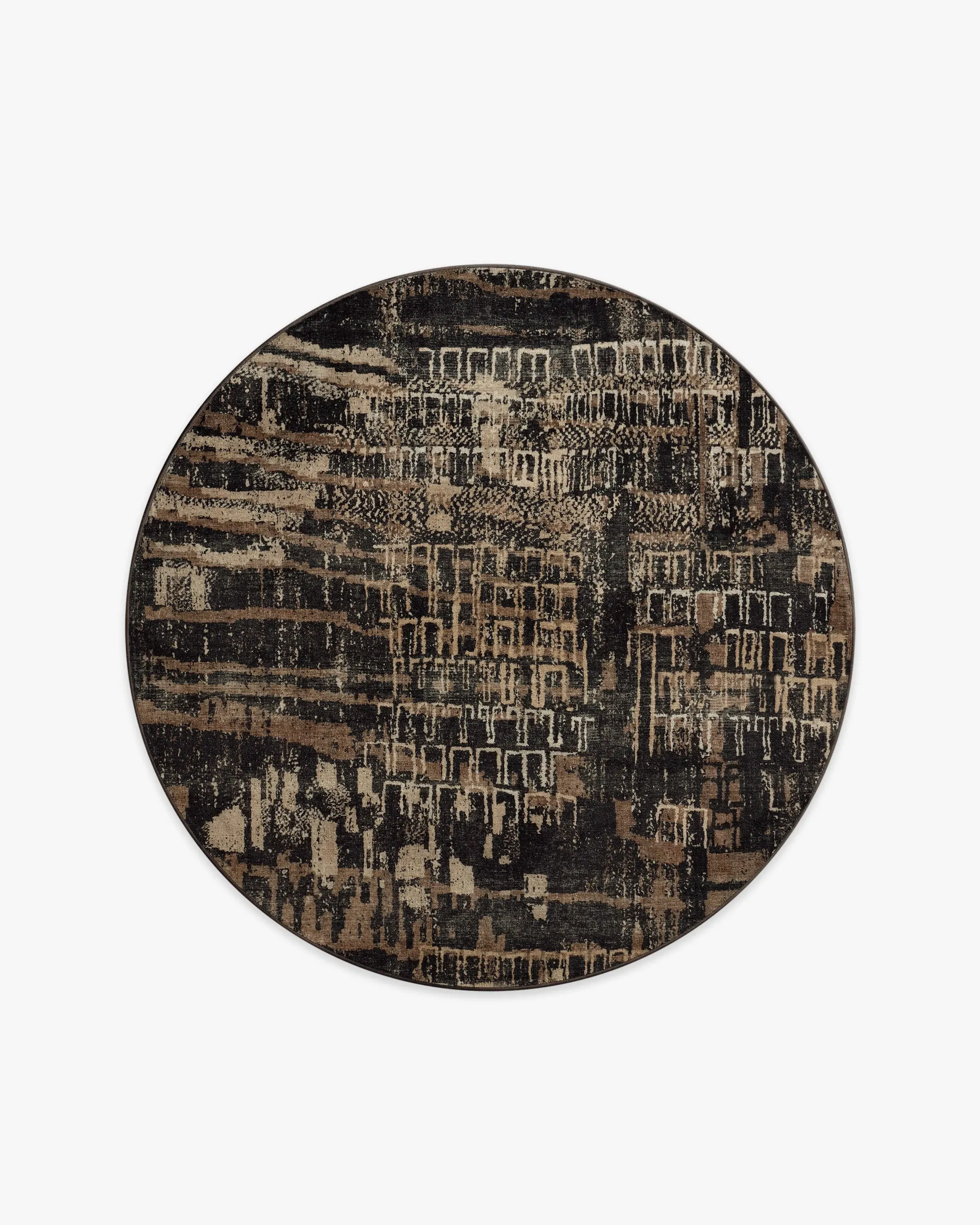 Round Machine Washable Area Rug - Brown, Tufted