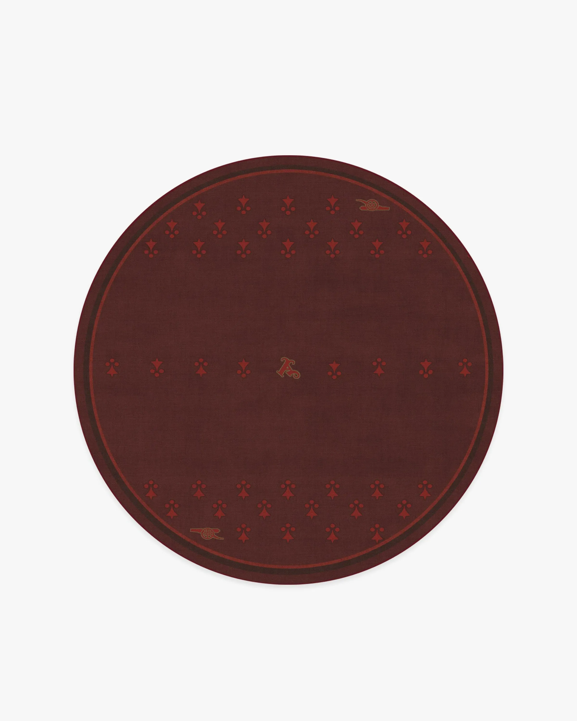 Round Machine Washable Area Rug - Burgundy