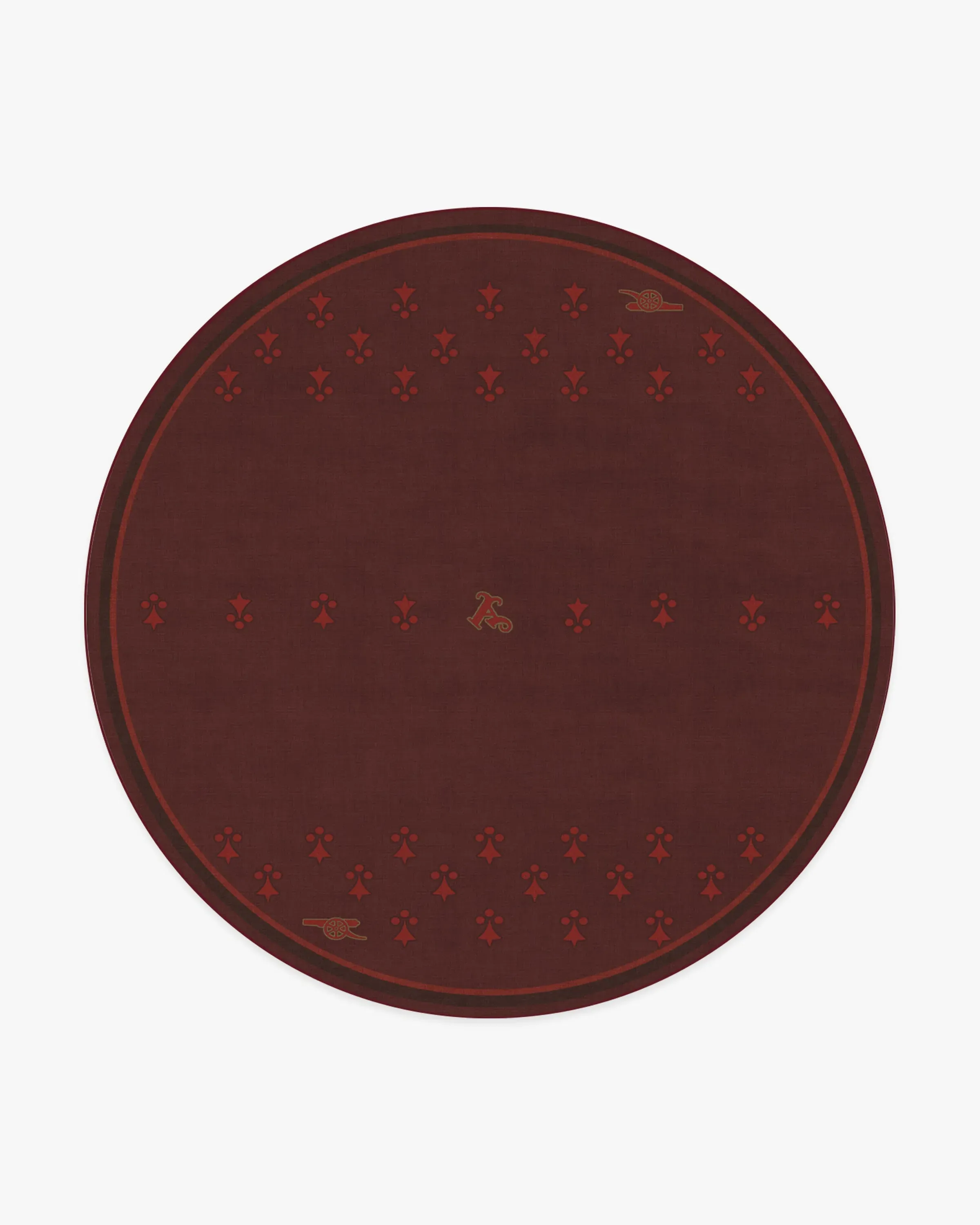Round Machine Washable Area Rug - Burgundy