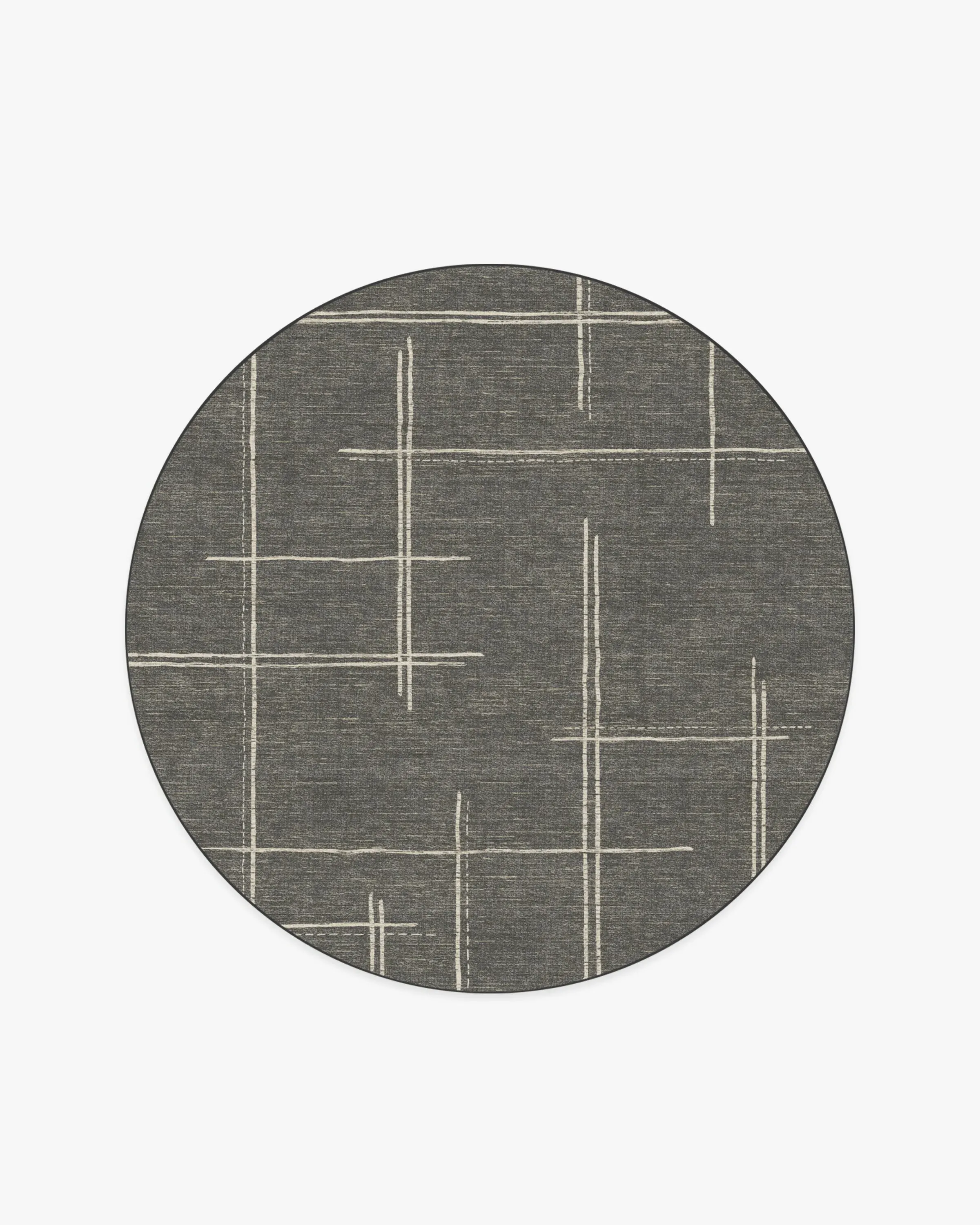 Round Machine Washable Area Rug - Charcoal