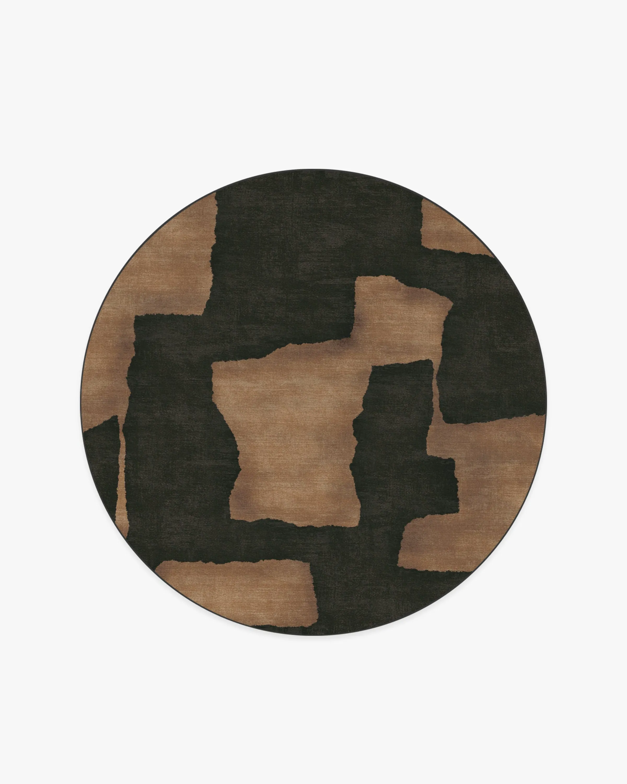 Round Machine Washable Area Rug - Charcoal & Taupe