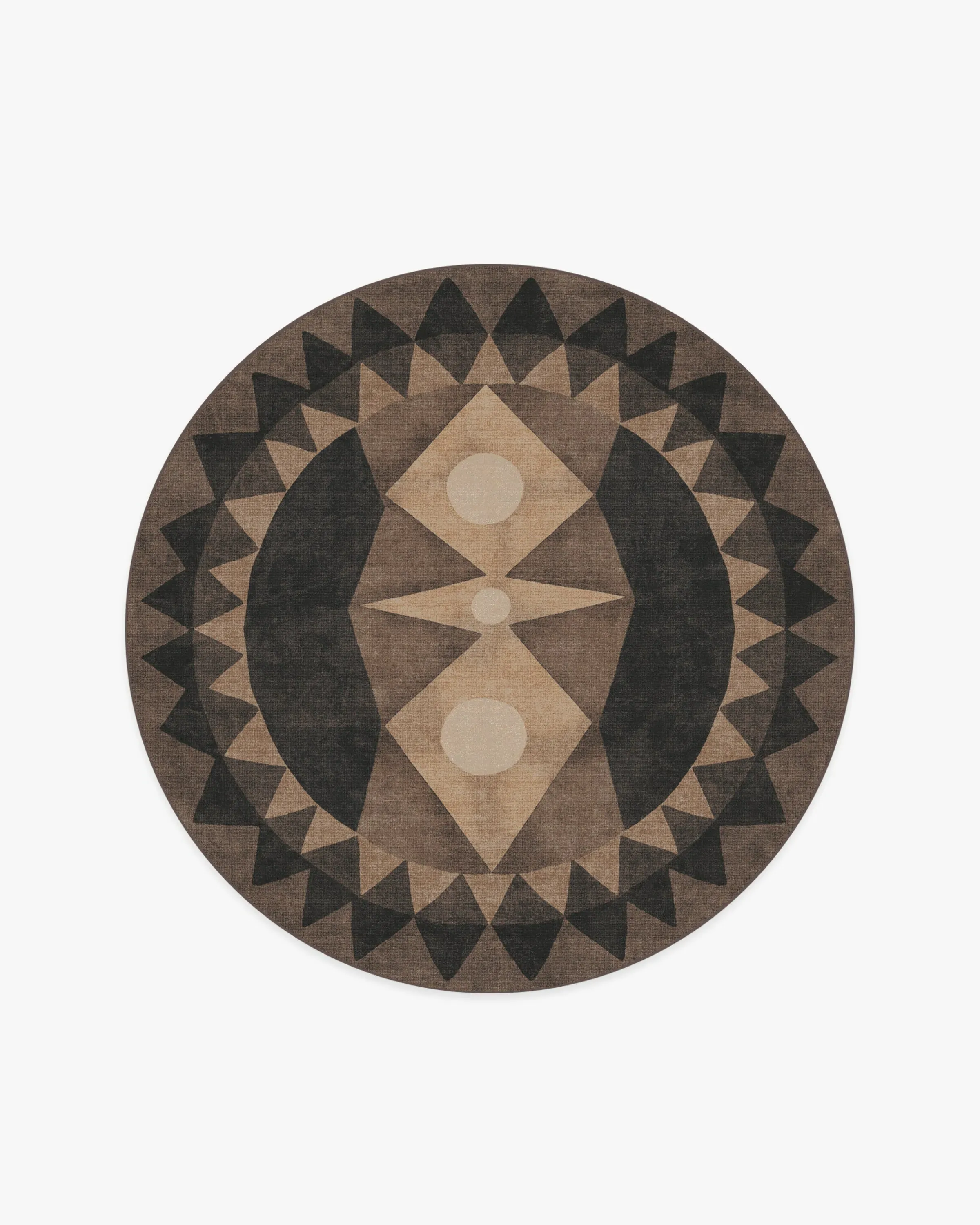 Round Machine Washable Area Rug - Charcoal