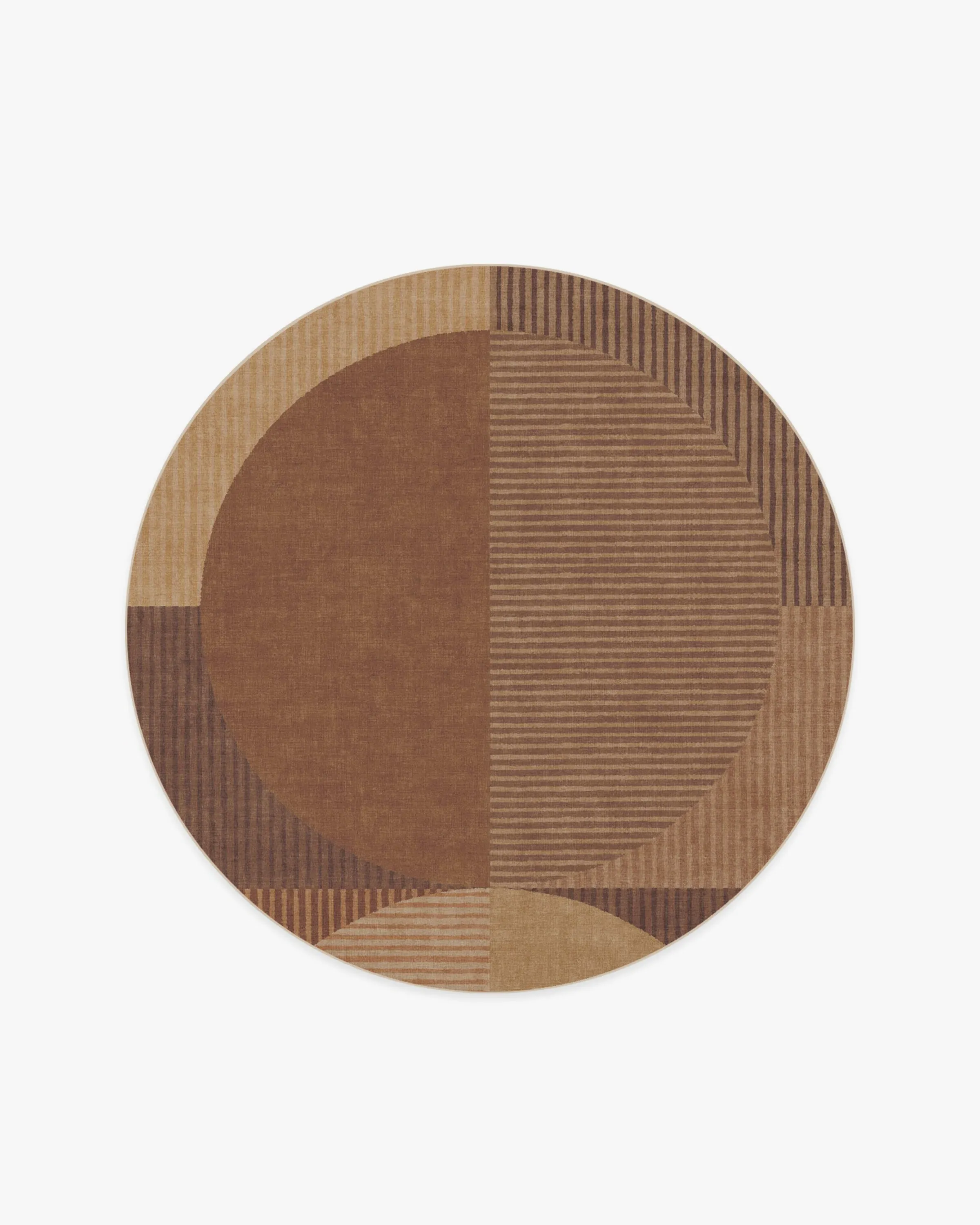 Round Machine Washable Area Rug - Copper, Flatwoven