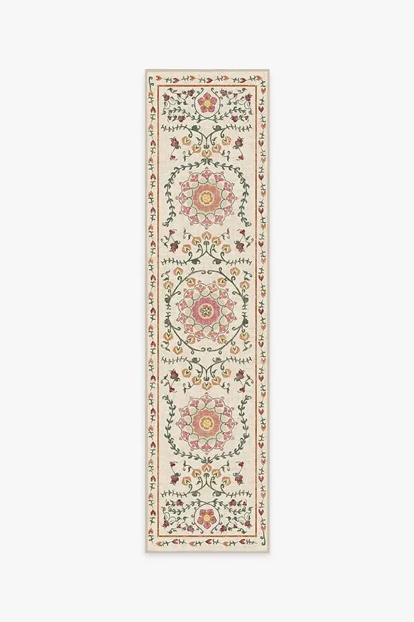 Round Machine Washable Area Rug - Coral, Floral
