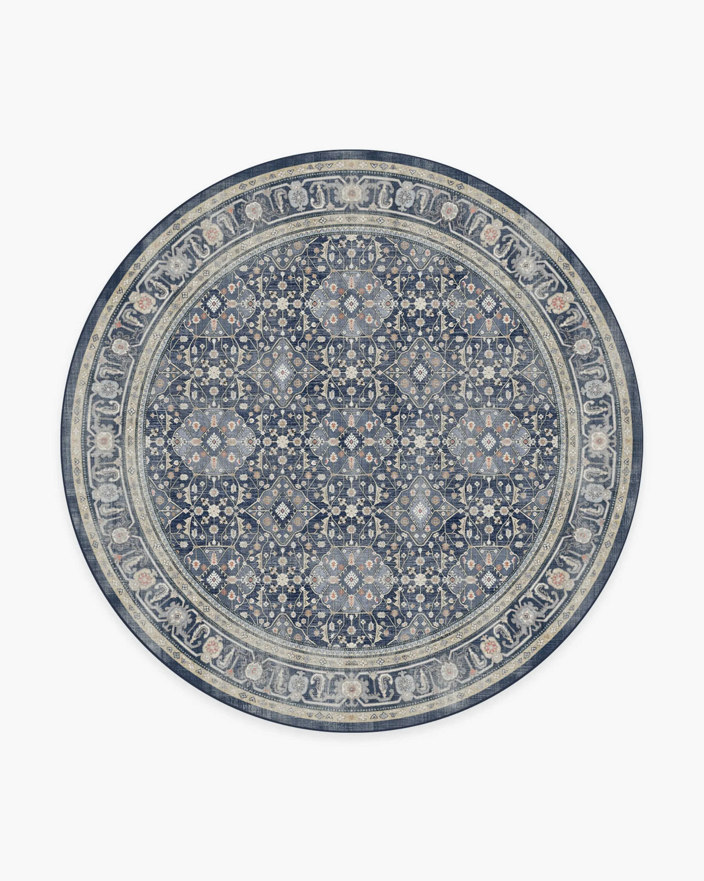 Round Machine Washable Area Rug - Dusk Blue