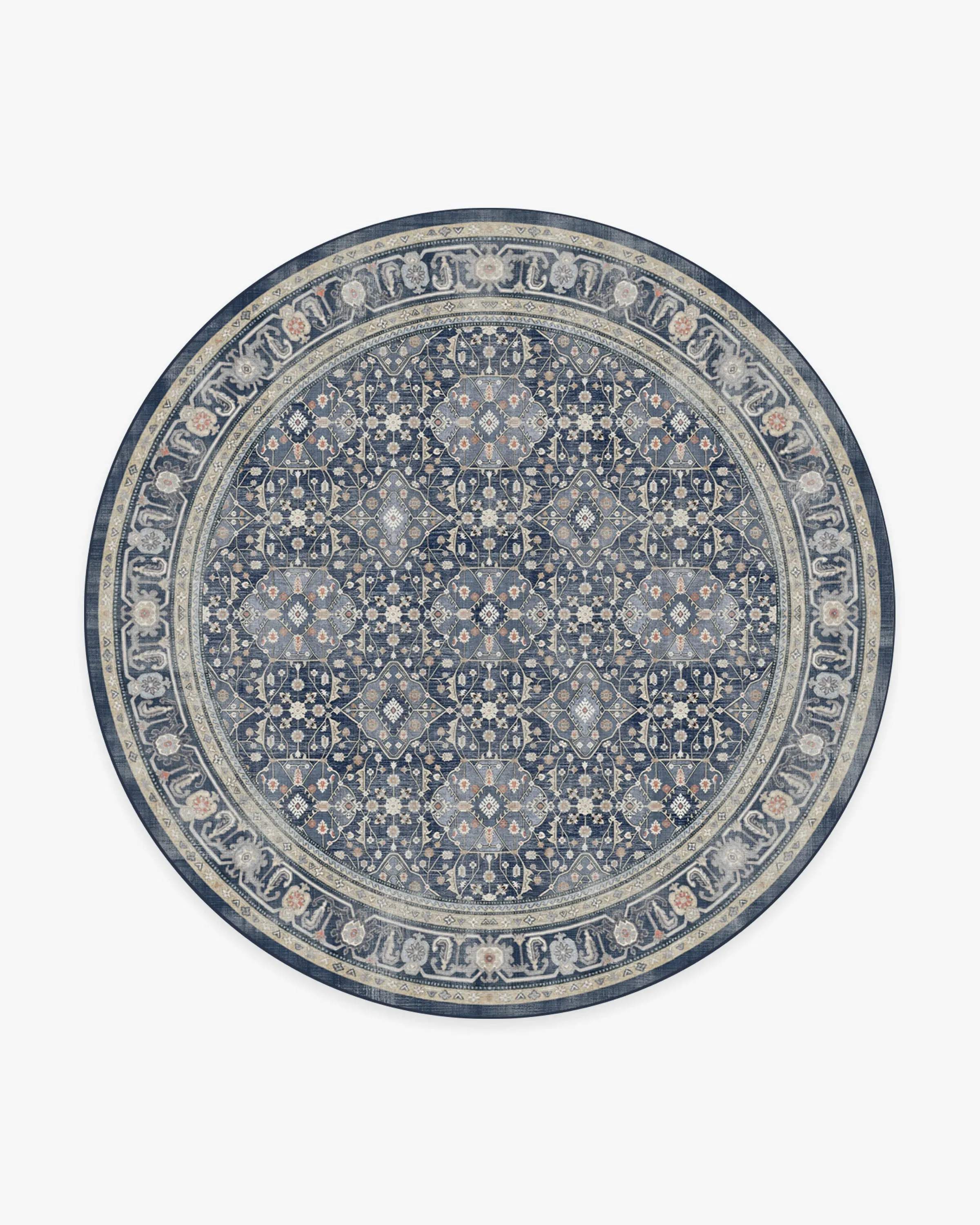 Round Machine Washable Area Rug - Dusk Blue