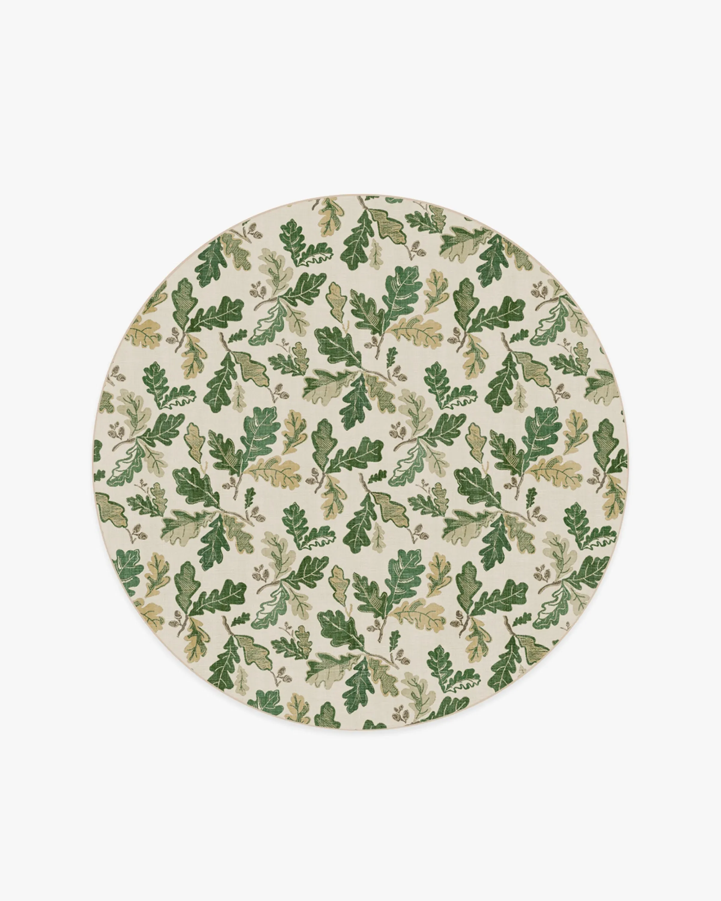 Round Machine Washable Area Rug - Green, Flatwoven
