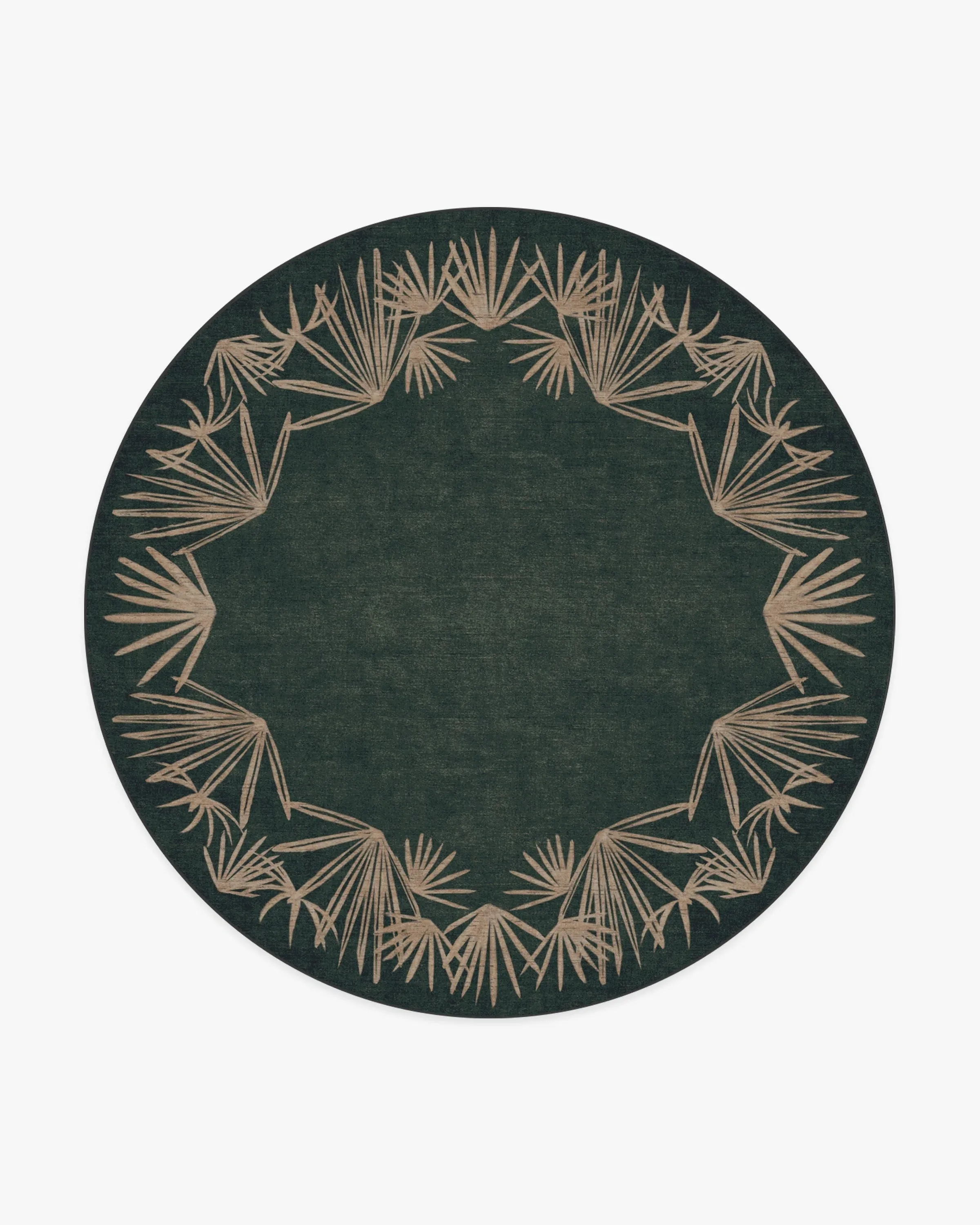 Round Machine Washable Area Rug - Green