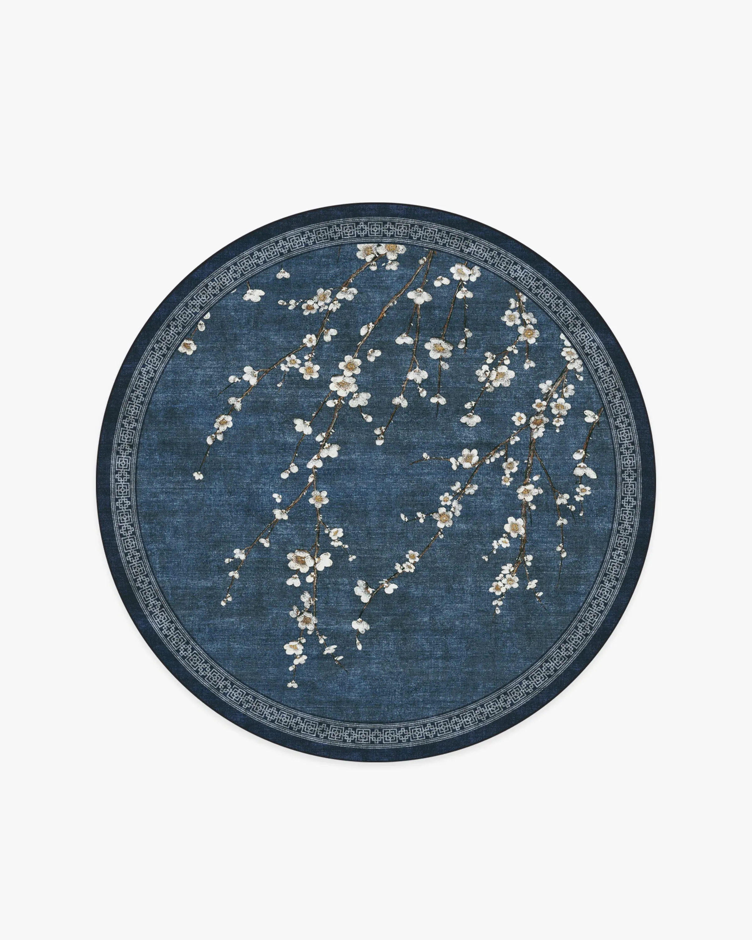 Round Machine Washable Area Rug - Indigo