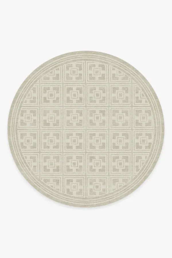 Round Machine Washable Area Rug - Ivory Stone