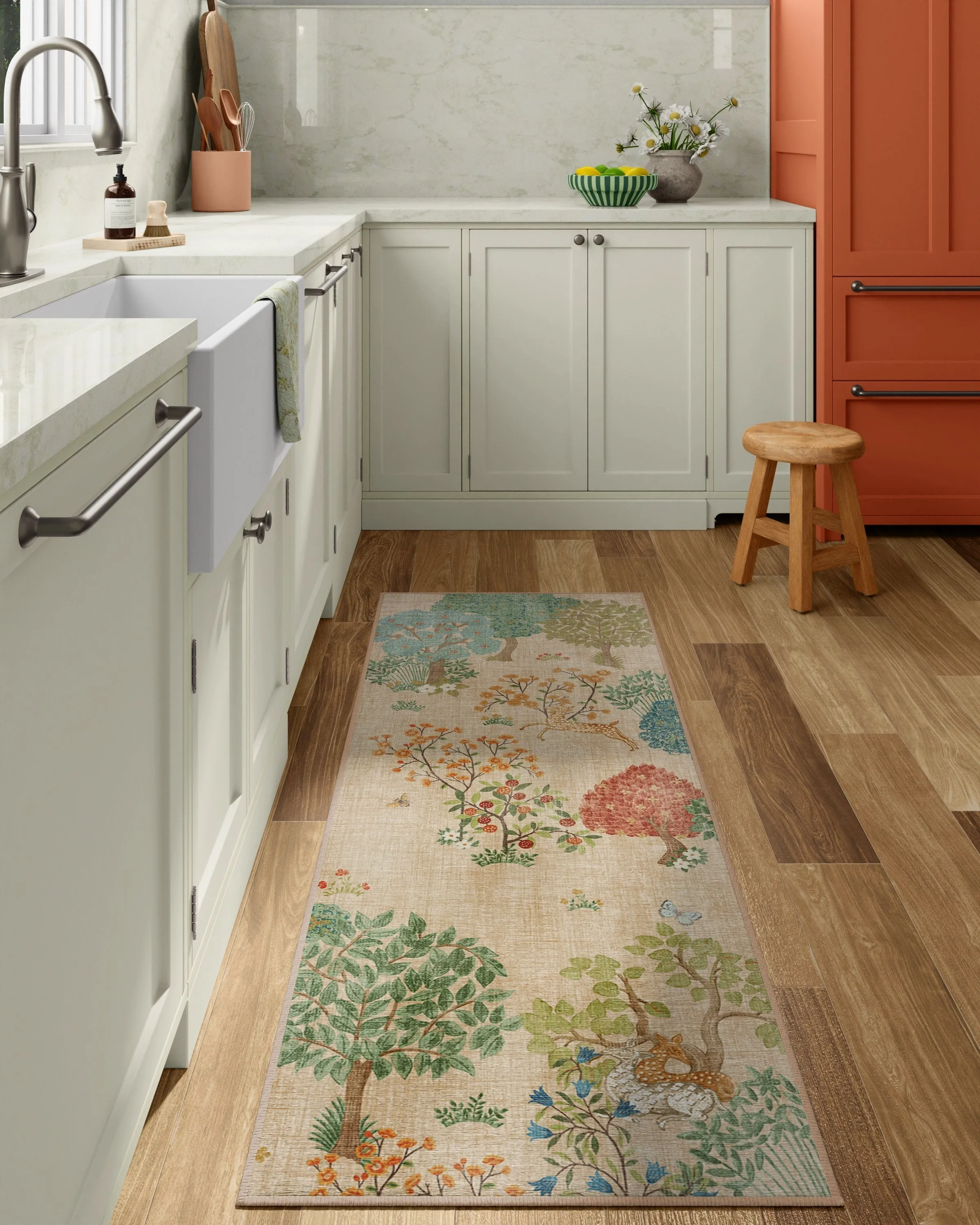 Round Machine Washable Area Rug - Multicolor