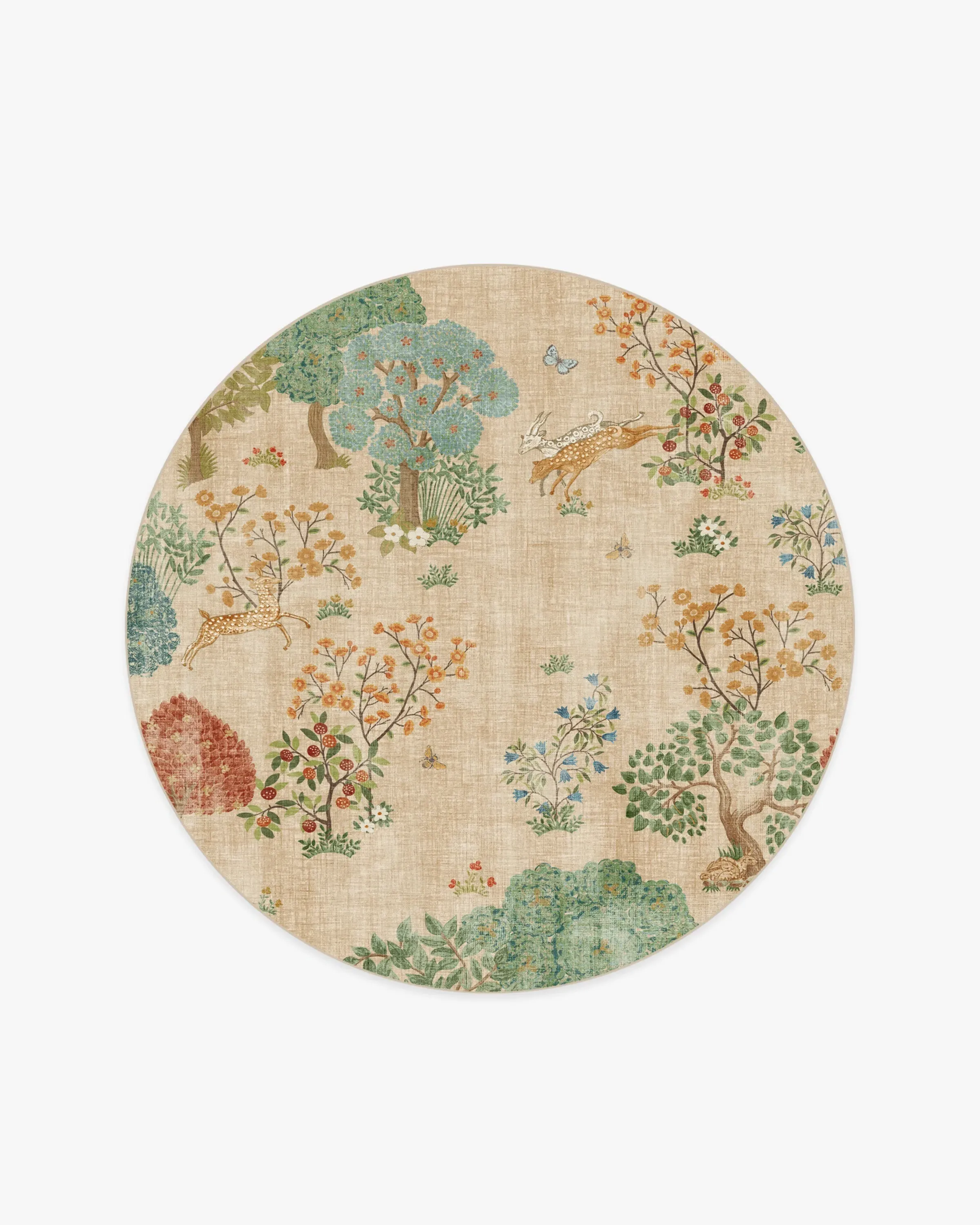 Round Machine Washable Area Rug - Multicolor