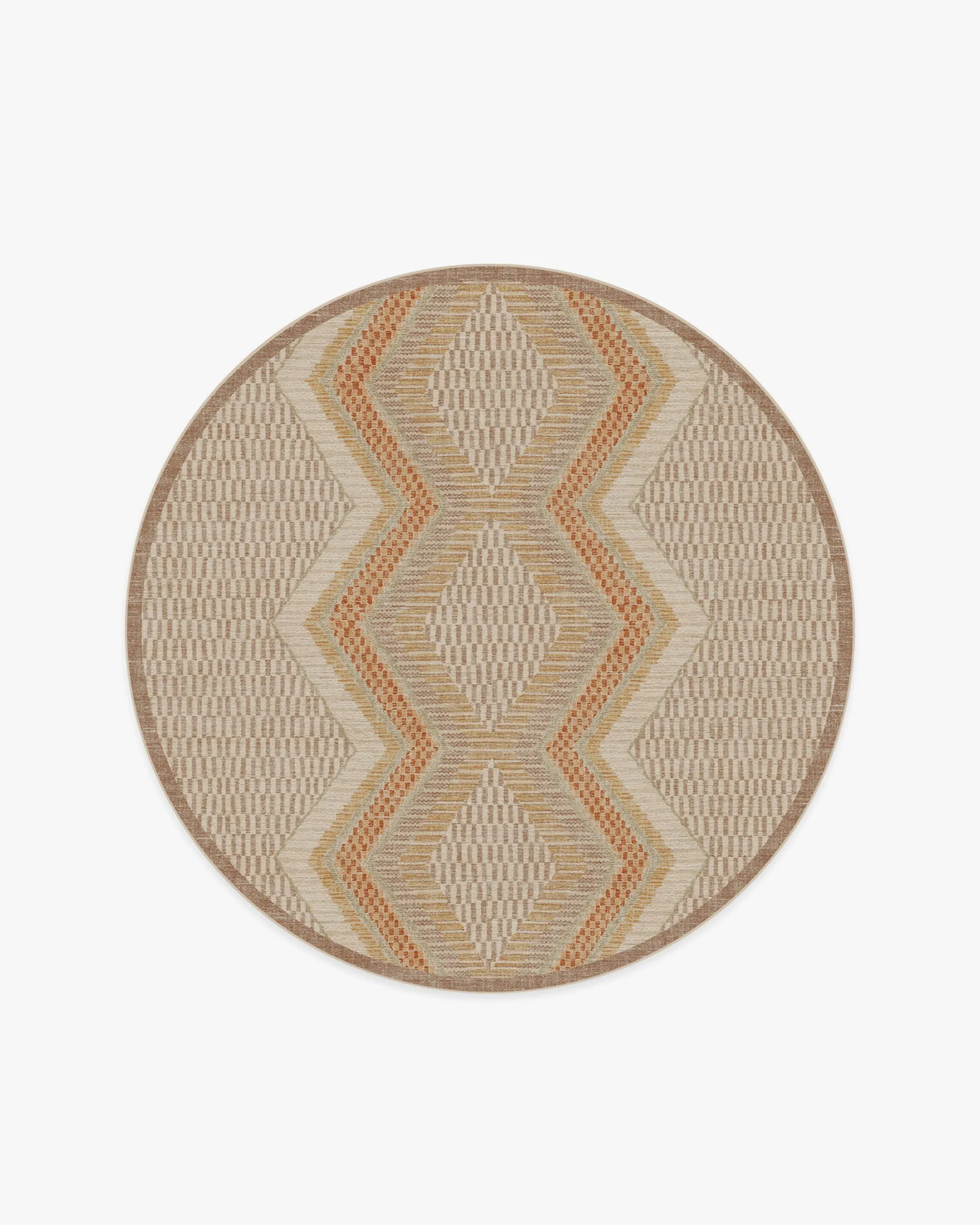 Round Machine Washable Area Rug - Natural