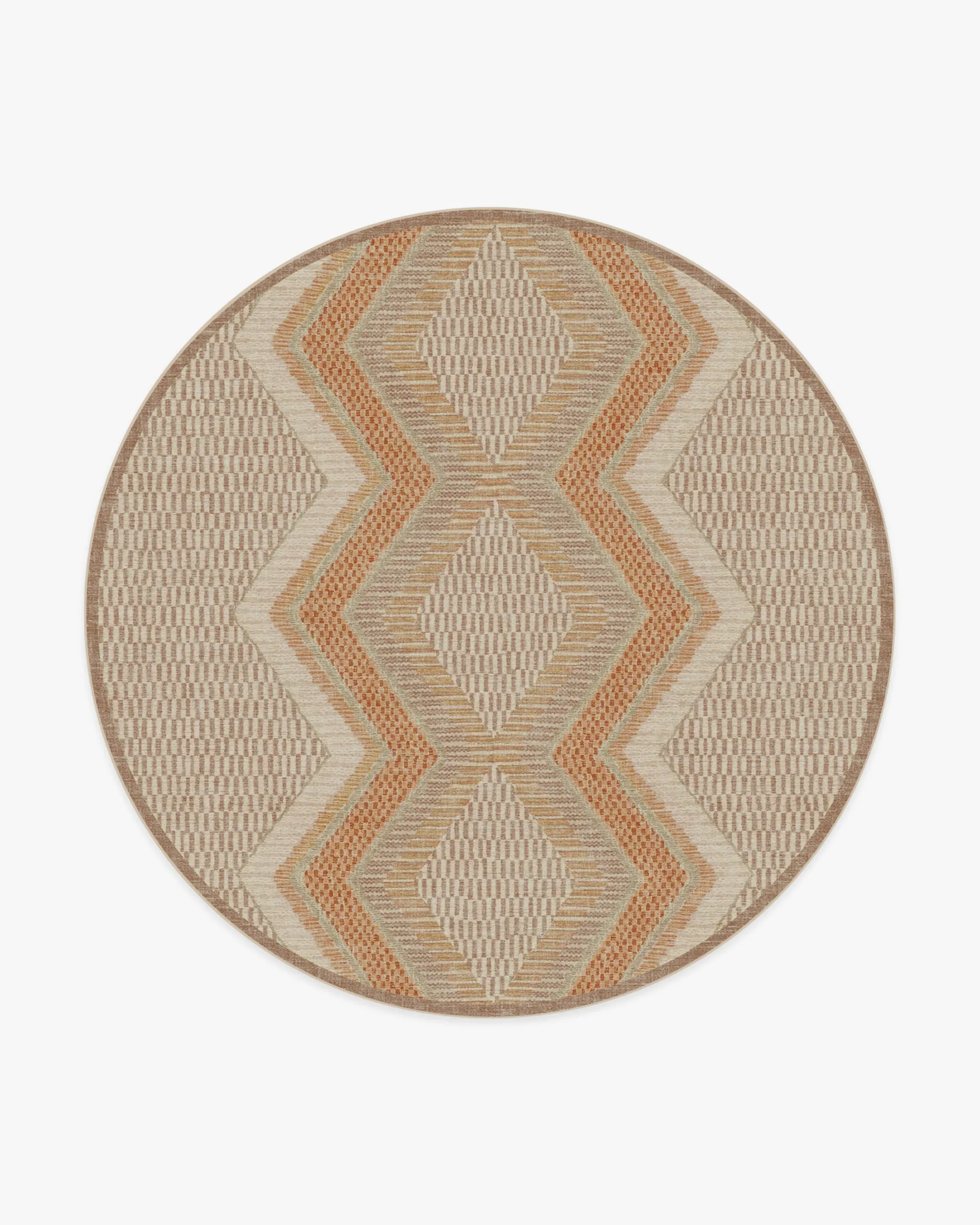 Round Machine Washable Area Rug - Natural