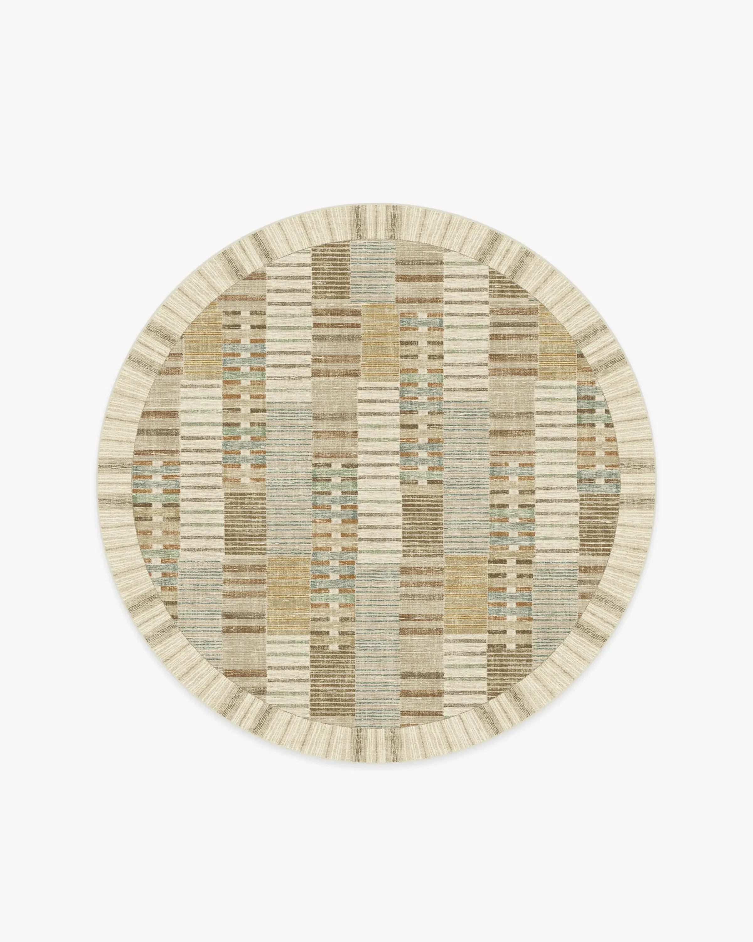 Round Machine Washable Area Rug - Neutral, Multicolor