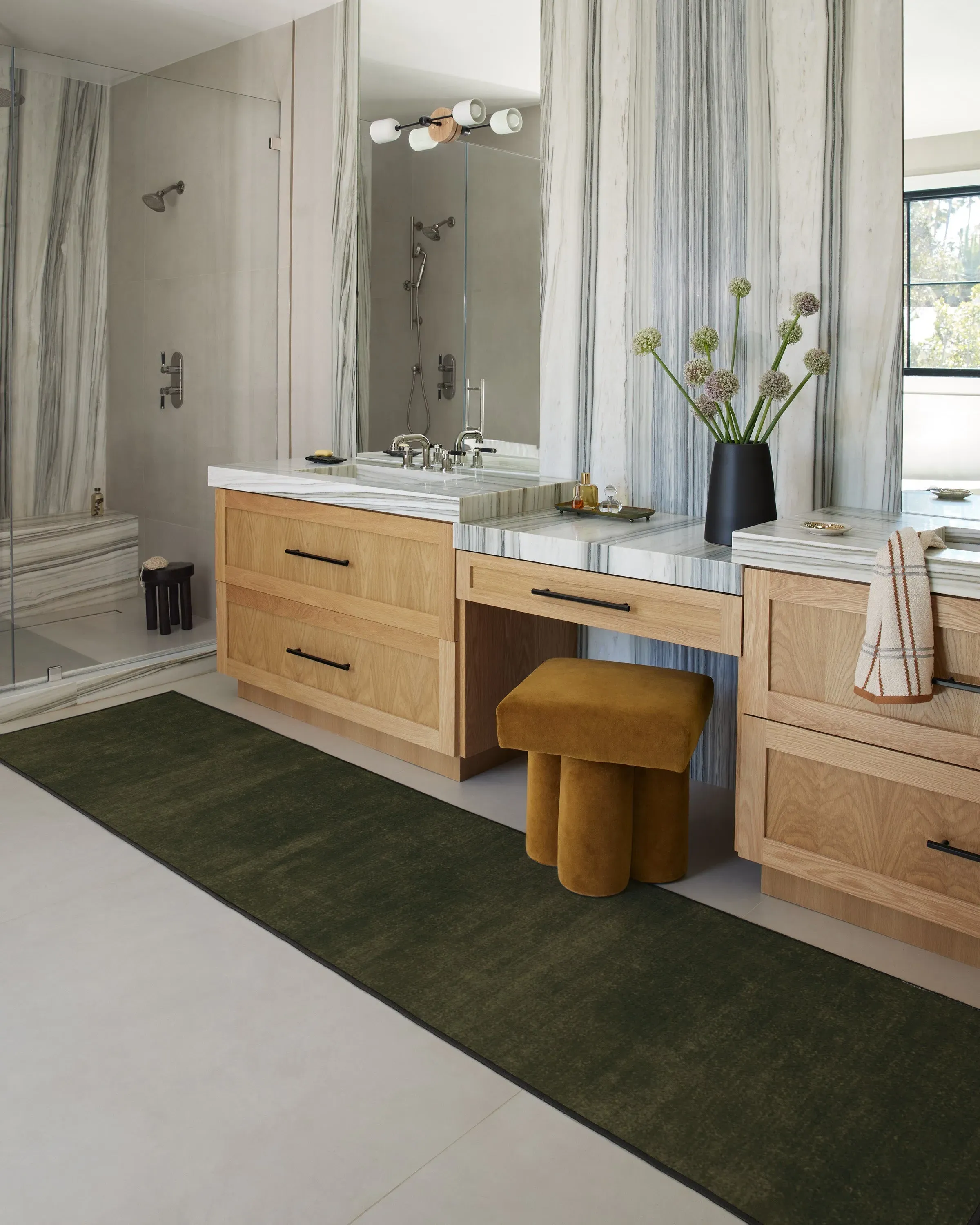 Round Machine Washable Area Rug - Olive Green