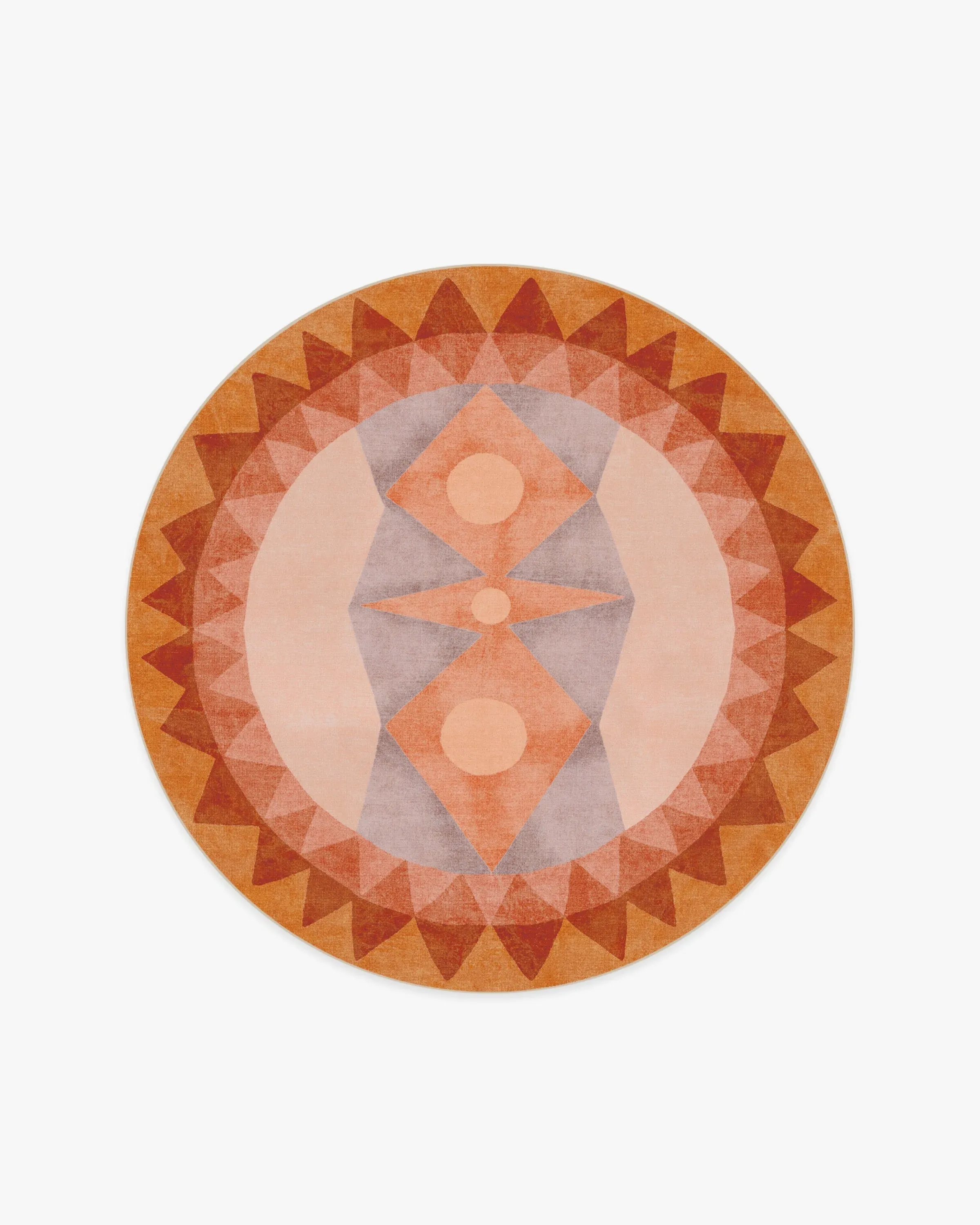 Round Machine Washable Area Rug - Orange