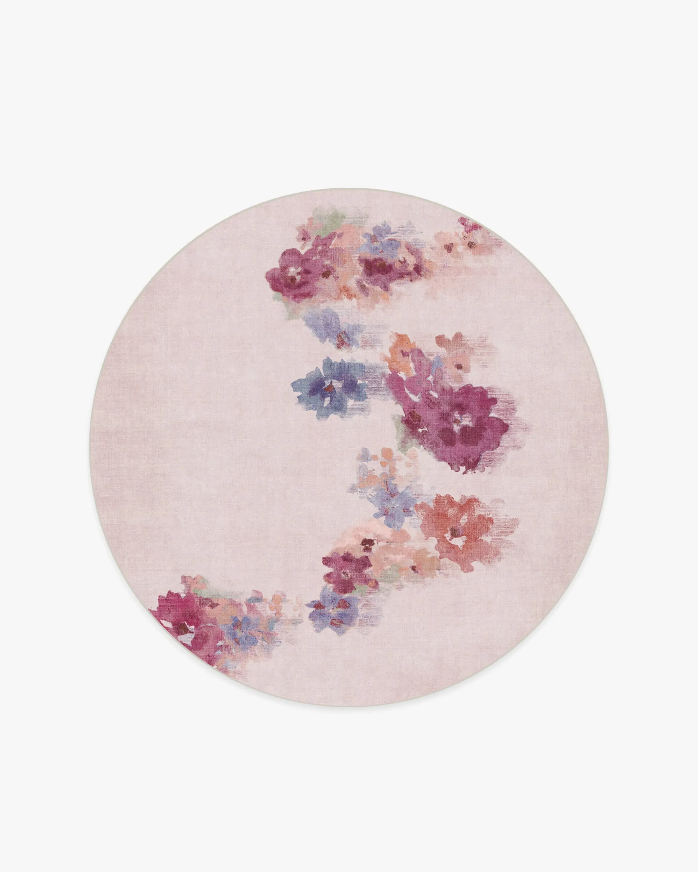 Round Machine Washable Area Rug - Pink