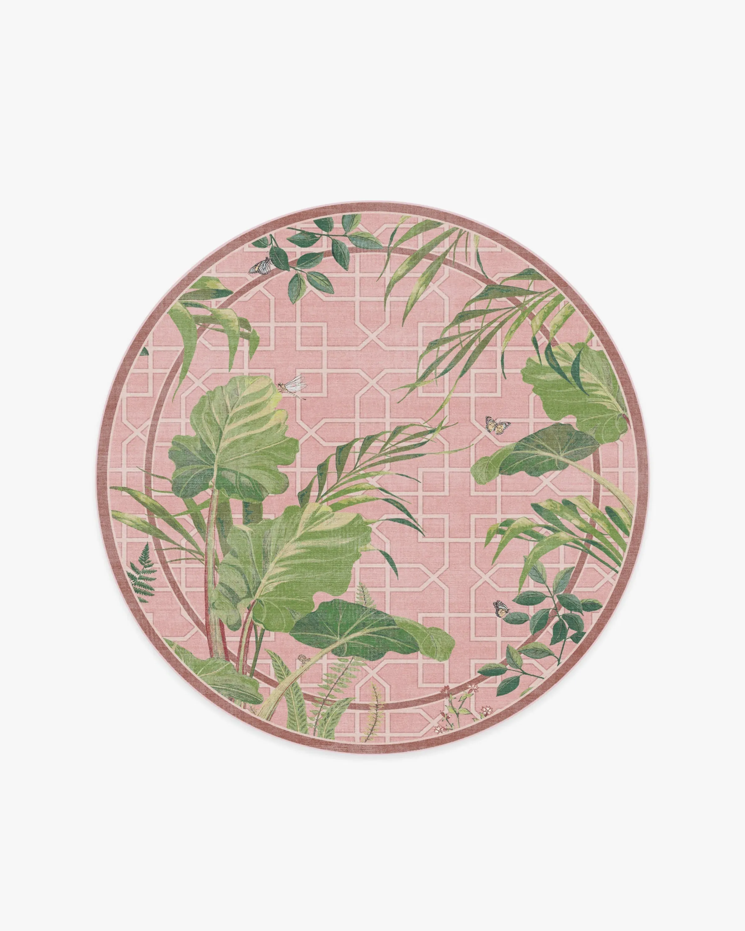 Round Machine Washable Area Rug - Pink
