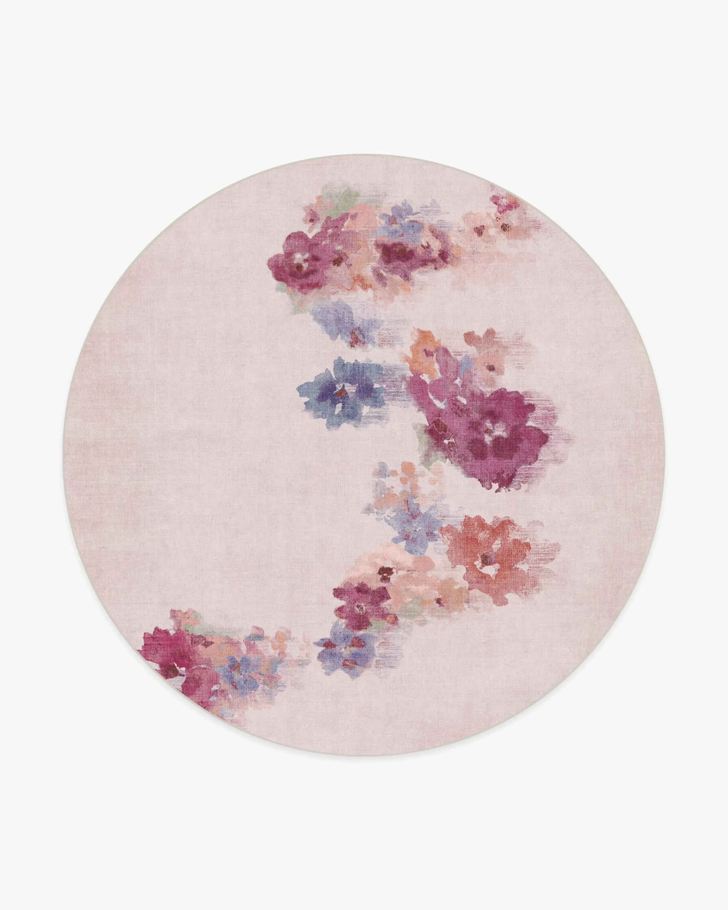 Round Machine Washable Area Rug - Pink