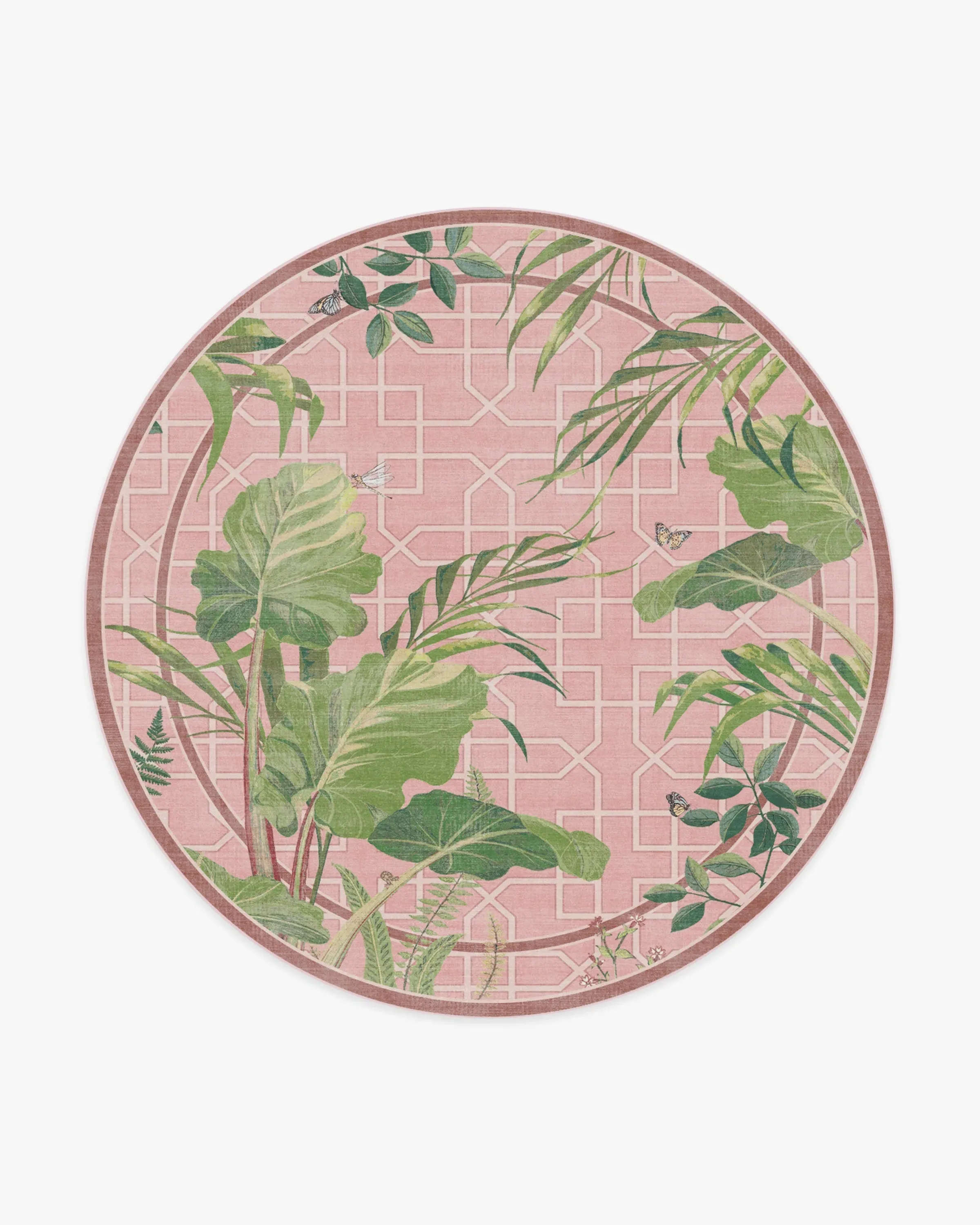 Round Machine Washable Area Rug - Pink