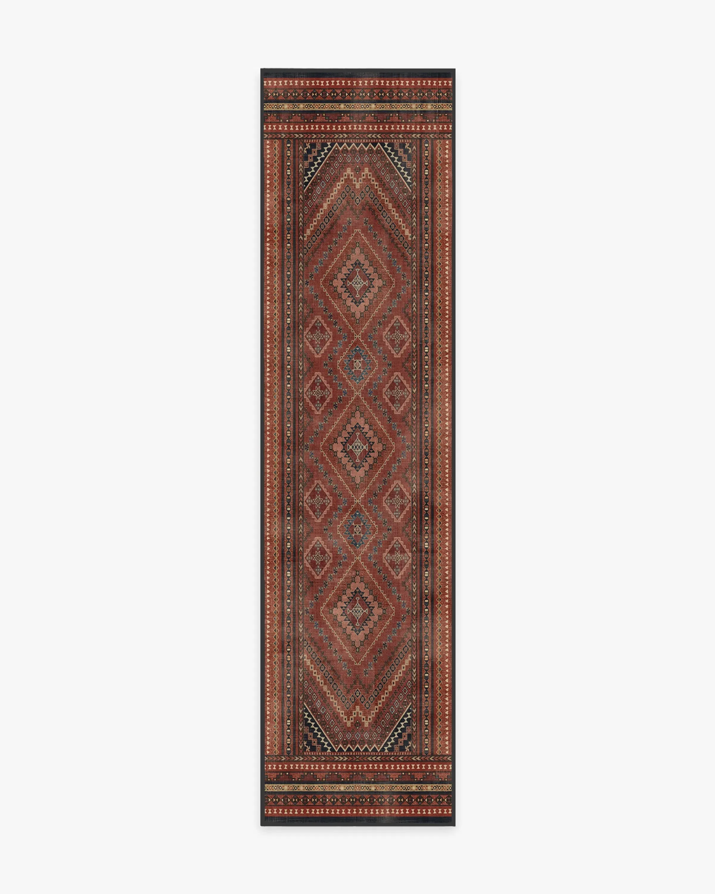 Round Machine Washable Area Rug - Red