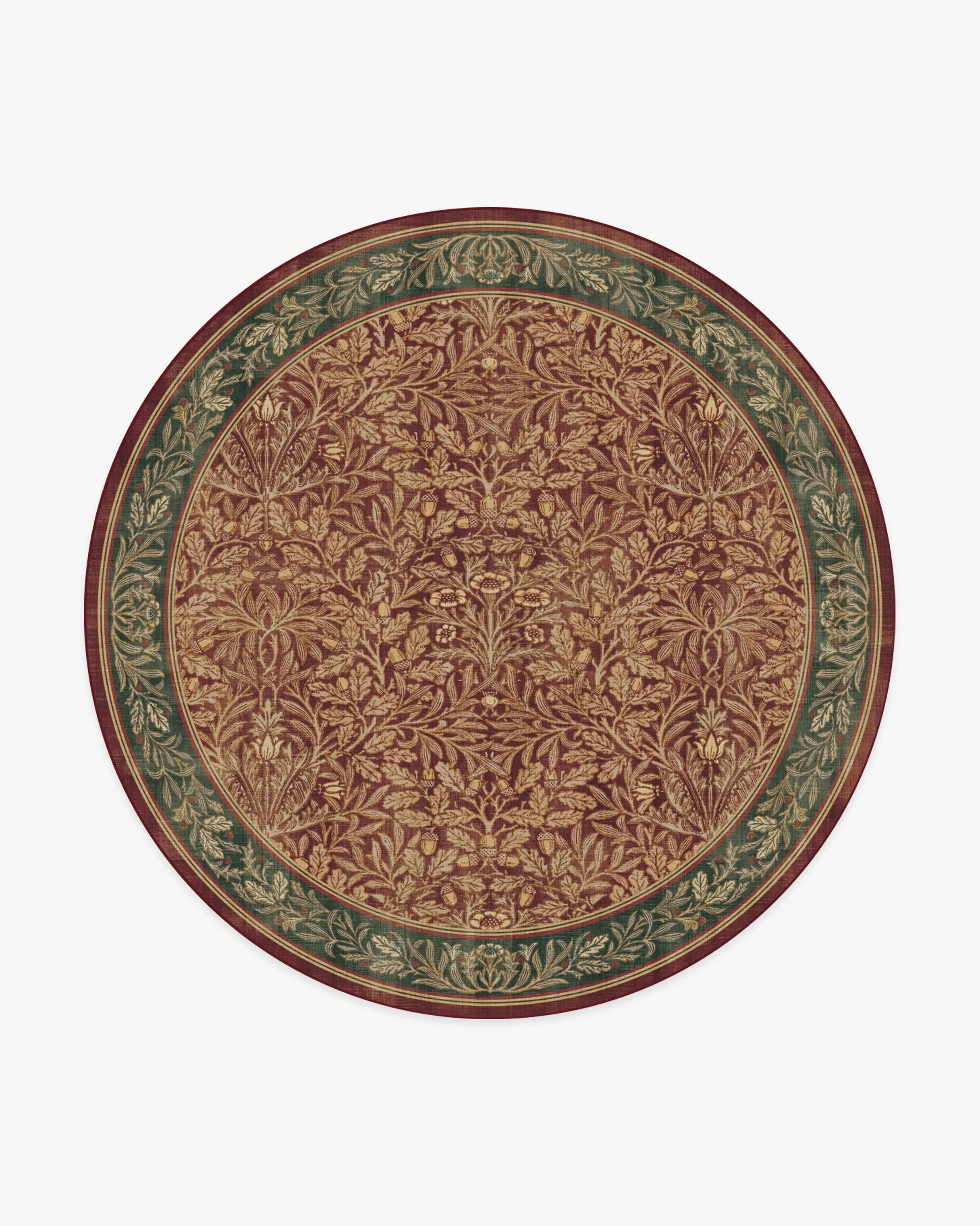 Round Machine Washable Area Rug - Red, Flatwoven
