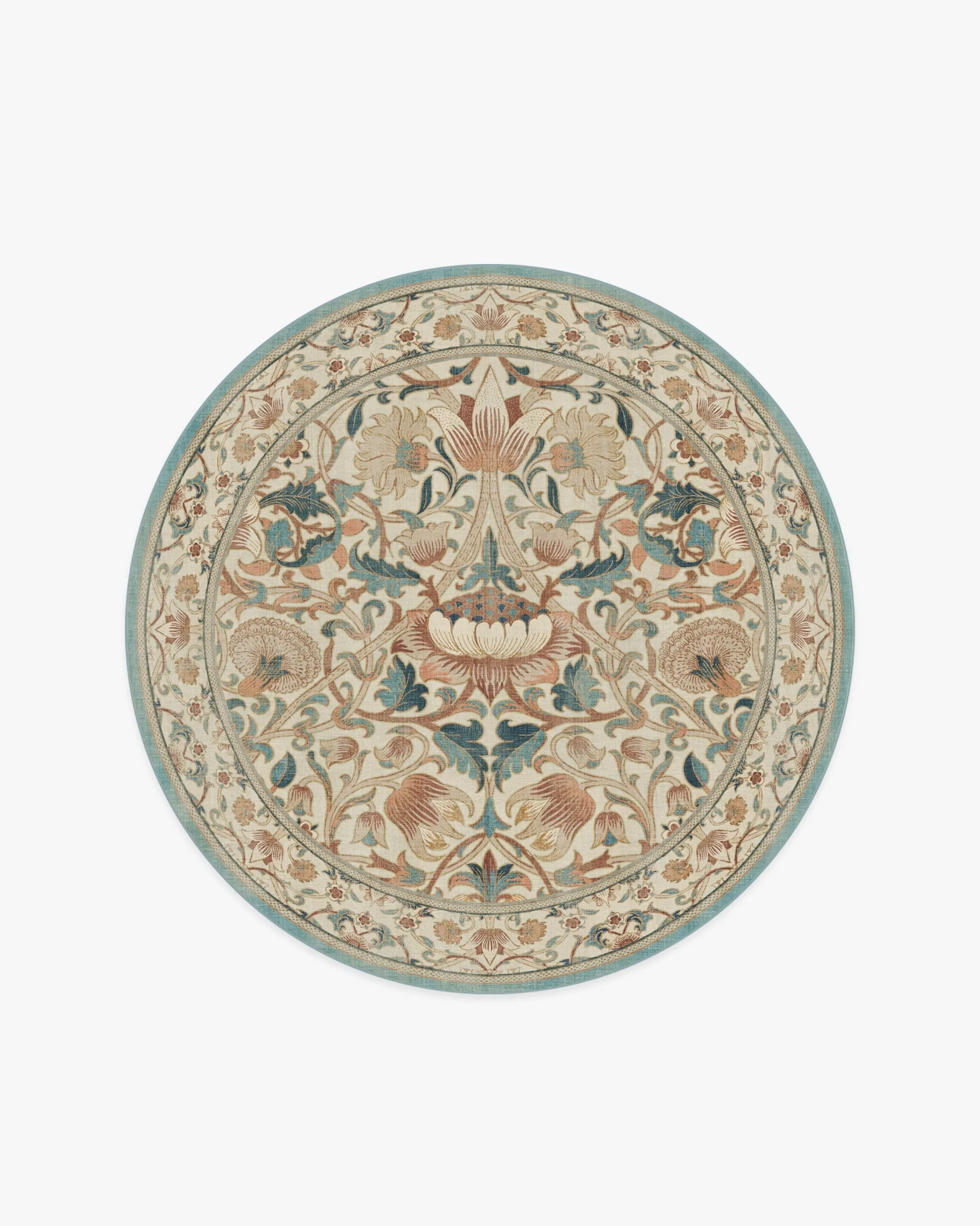 Round Machine Washable Area Rug - Rose & Teal