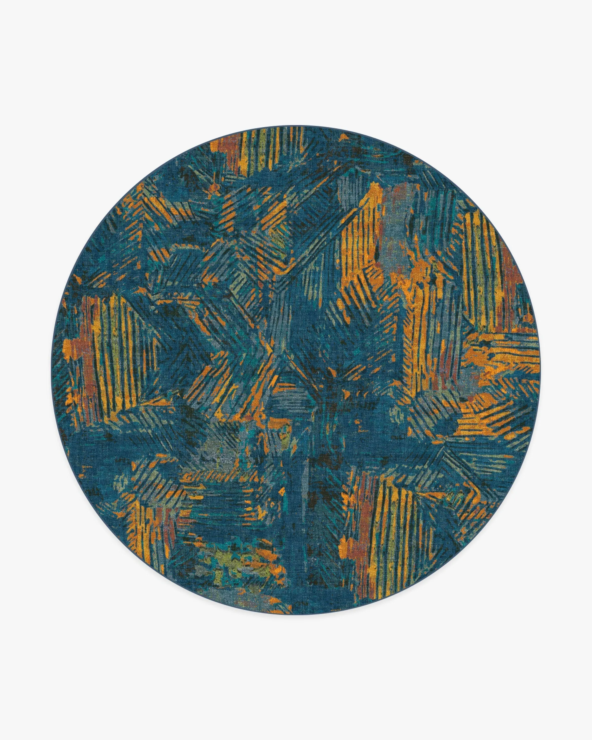 Round Machine Washable Area Rug - Royal Blue