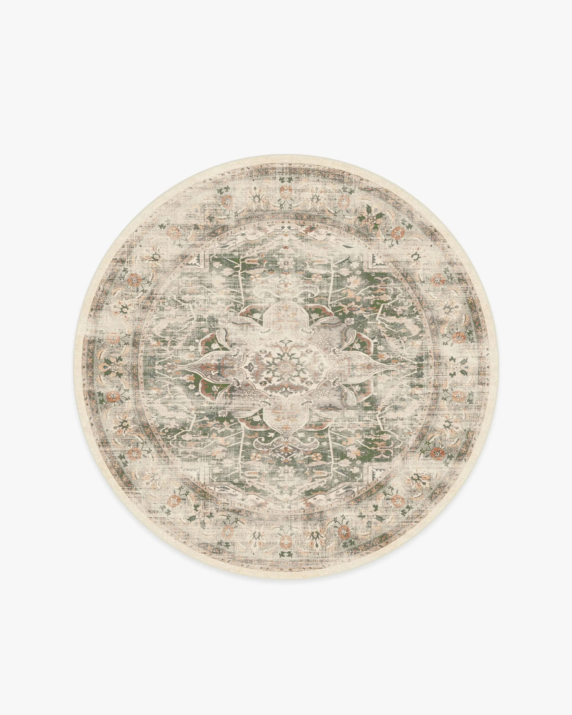 Round Machine Washable Area Rug - Sage, Chenille