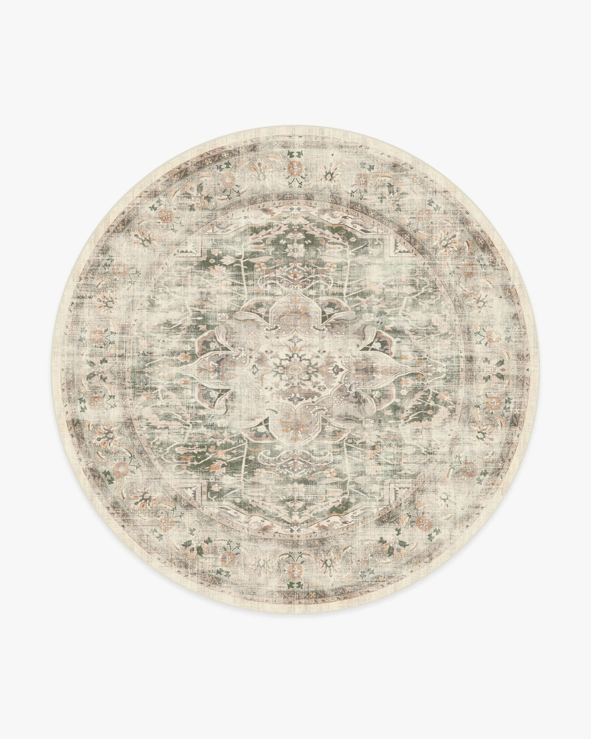 Round Machine Washable Area Rug - Sage, Chenille