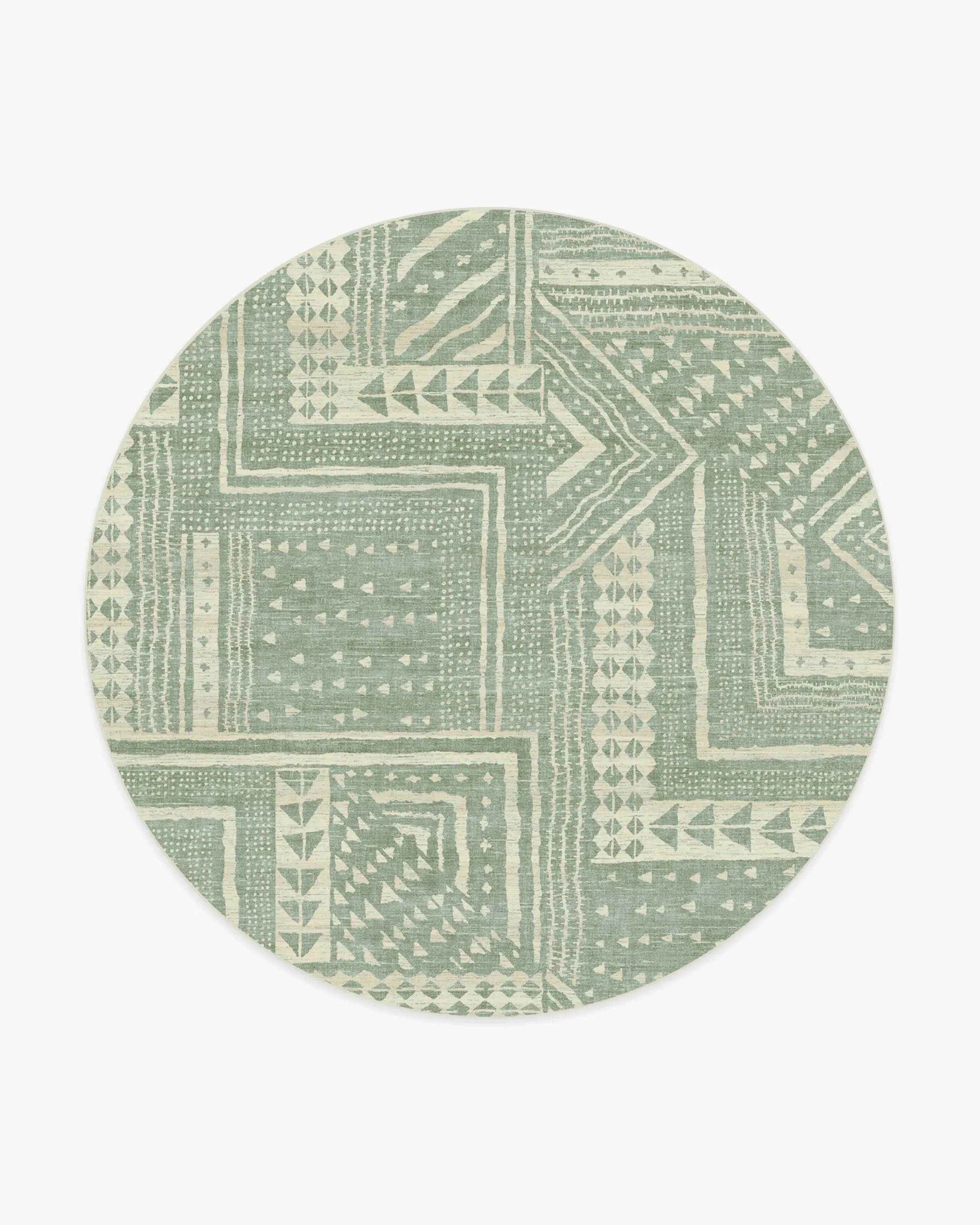 Round Machine Washable Area Rug - Sage