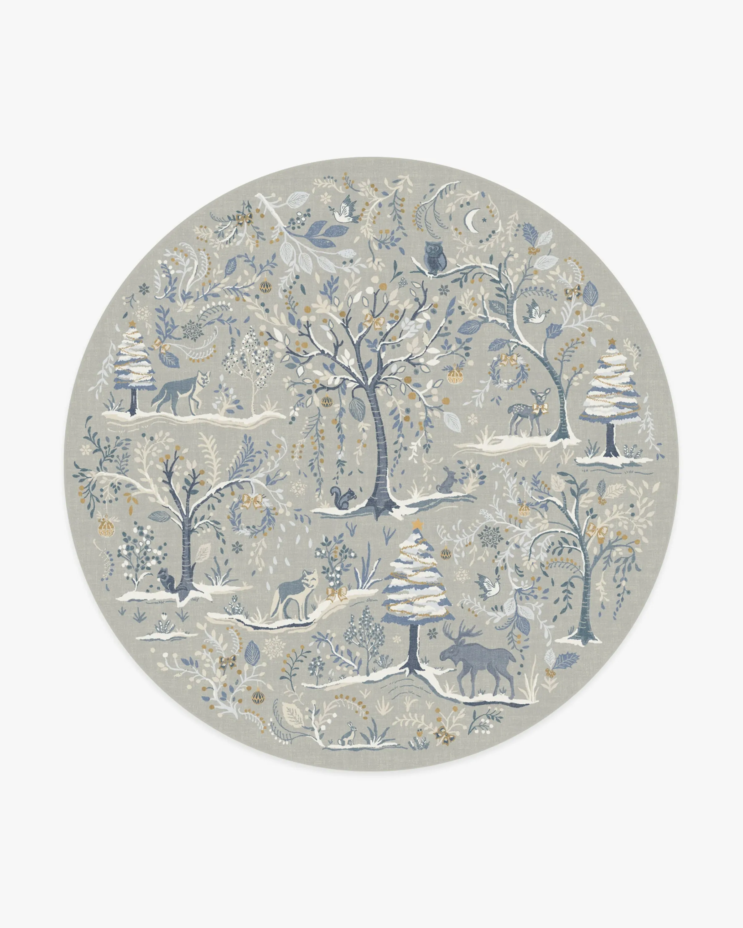 Round Machine Washable Area Rug - Silver