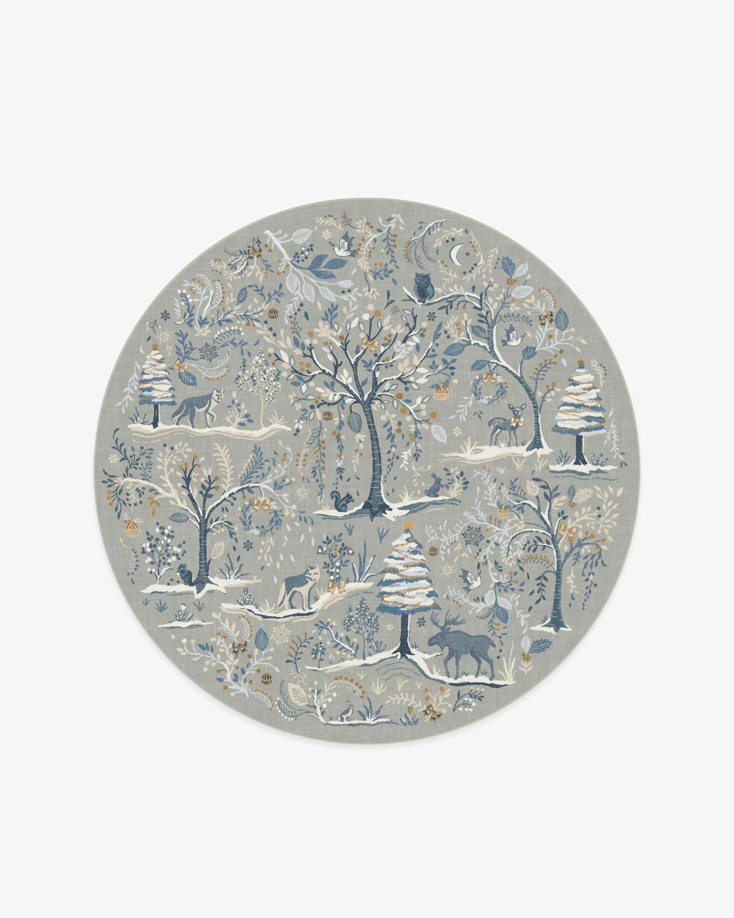 Round Machine Washable Area Rug - Silver