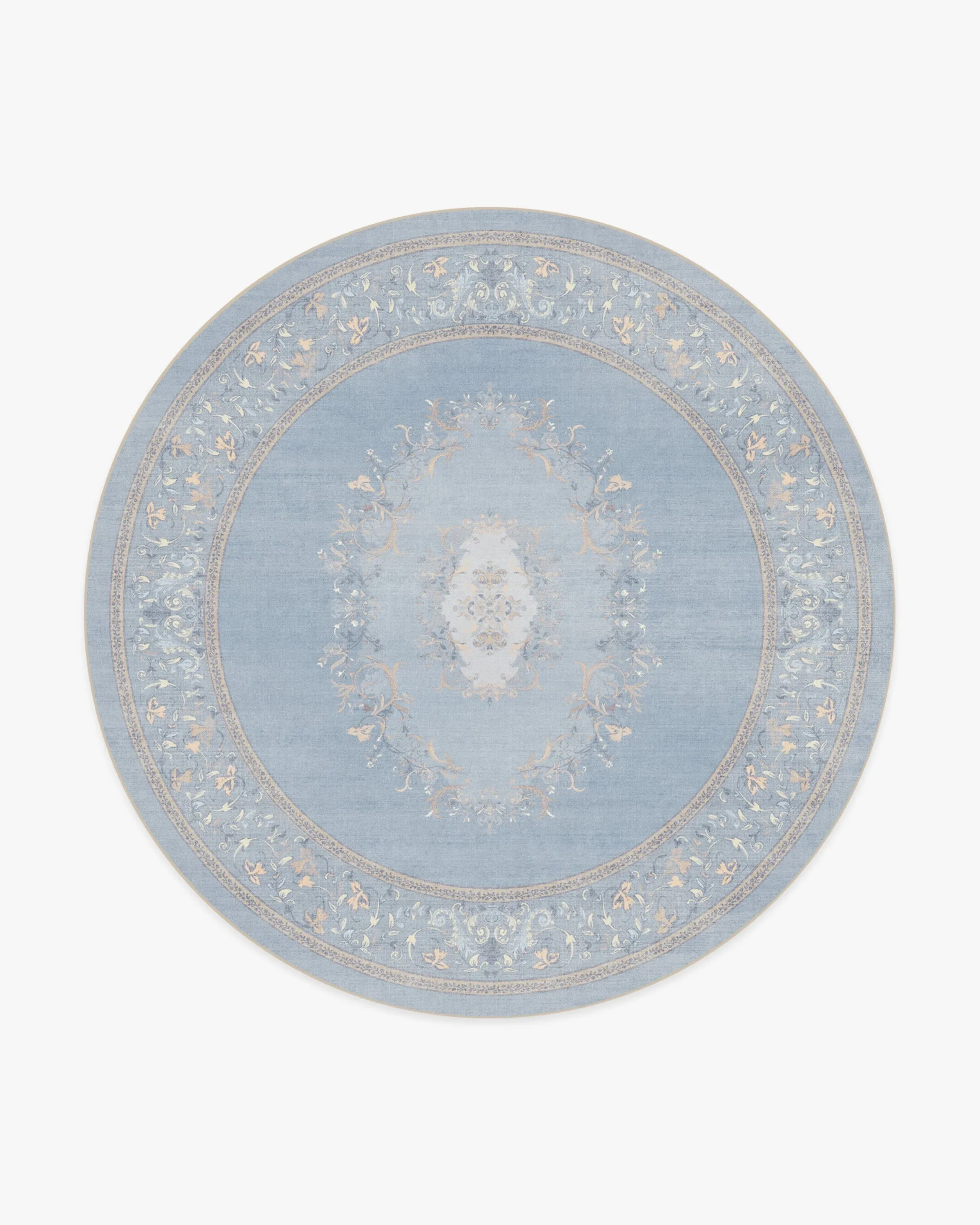 Round Machine Washable Area Rug - Soft Blue