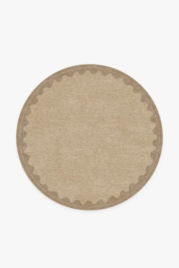 Round Machine Washable Area Rug - Tan