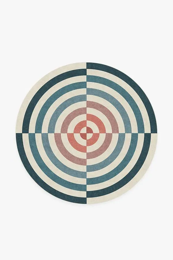 Round Machine Washable Area Rug - Teal