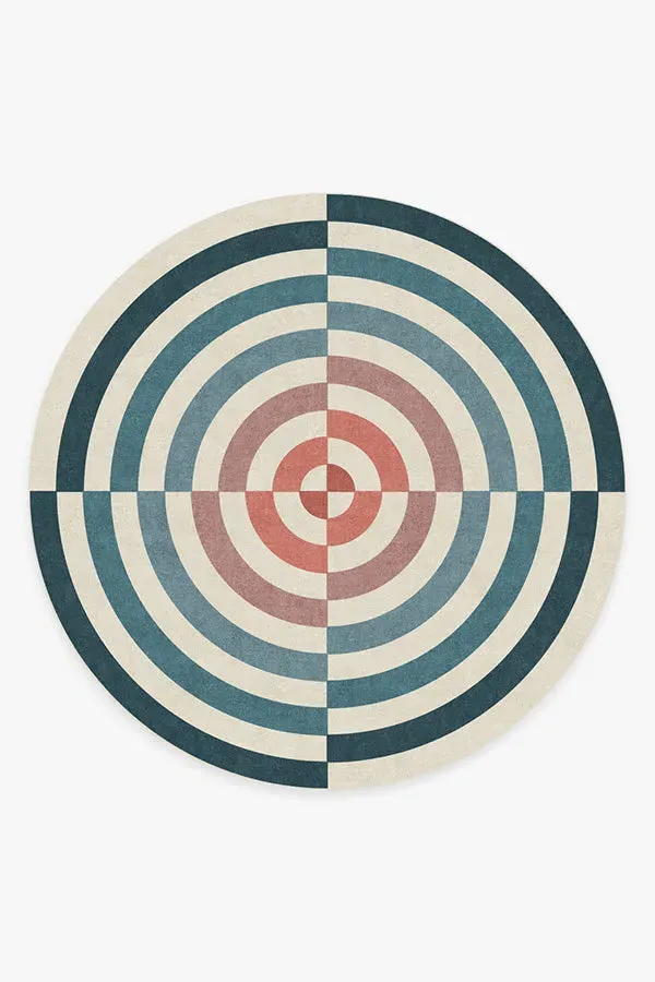 Round Machine Washable Area Rug - Teal