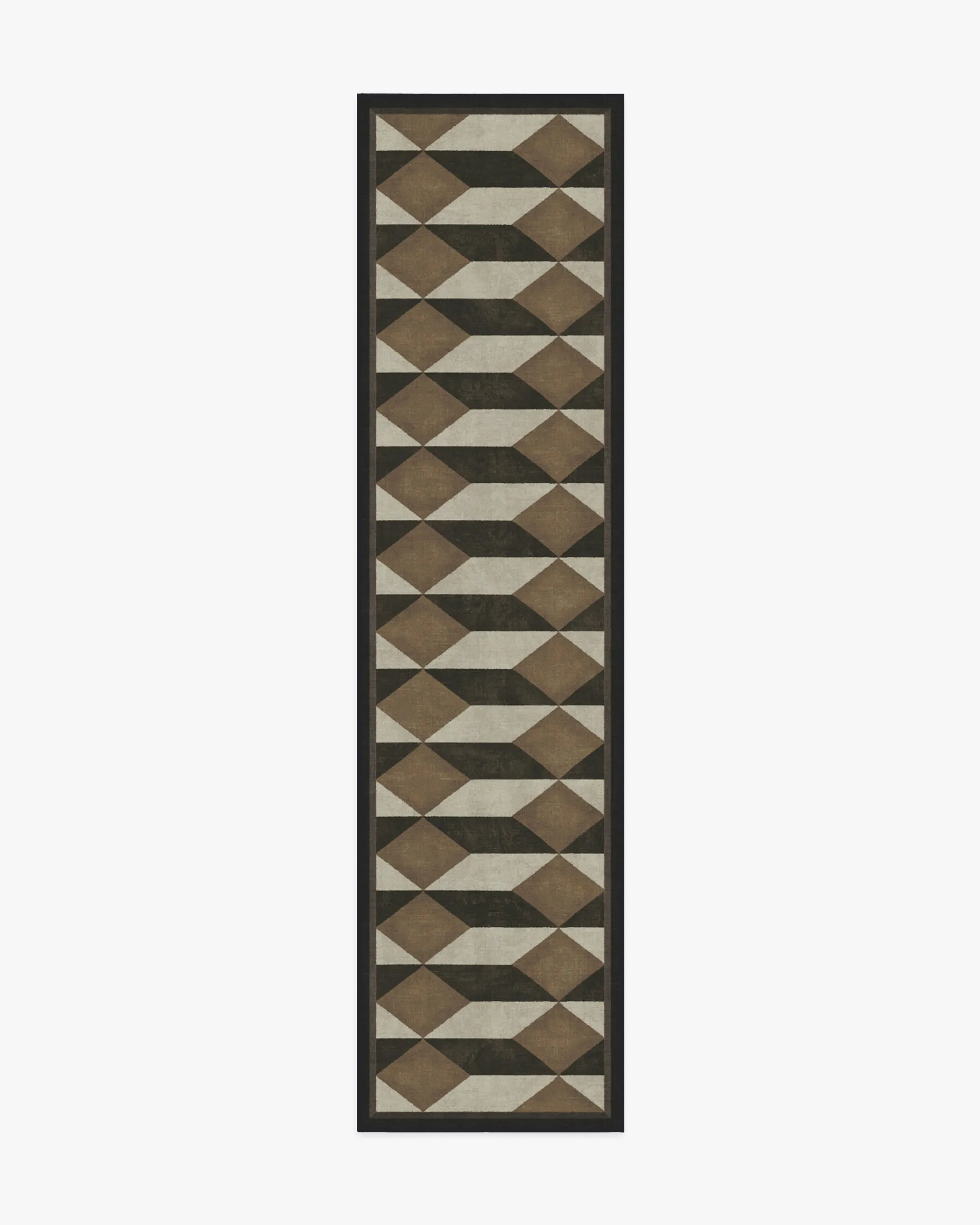 Round Machine Washable Rug - Black & Camel