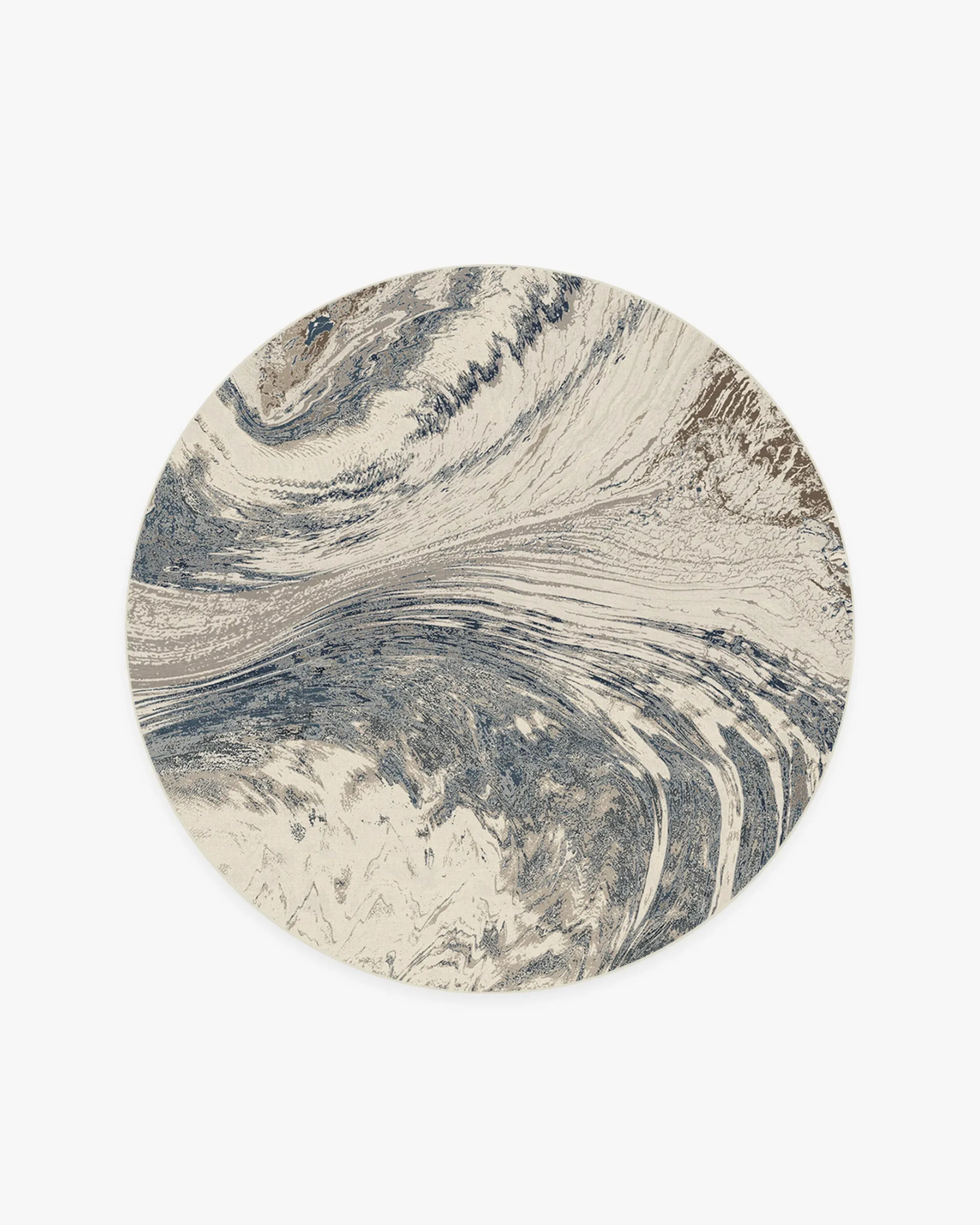 Round Machine Washable Rug - Blue, Chenille