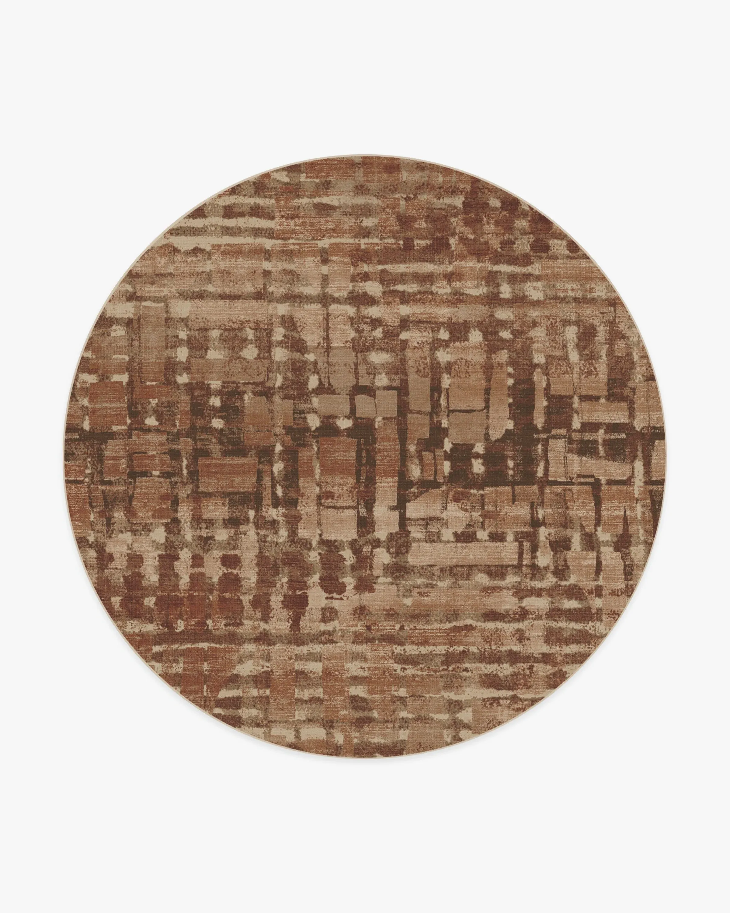 Round Machine Washable Rug - Brown