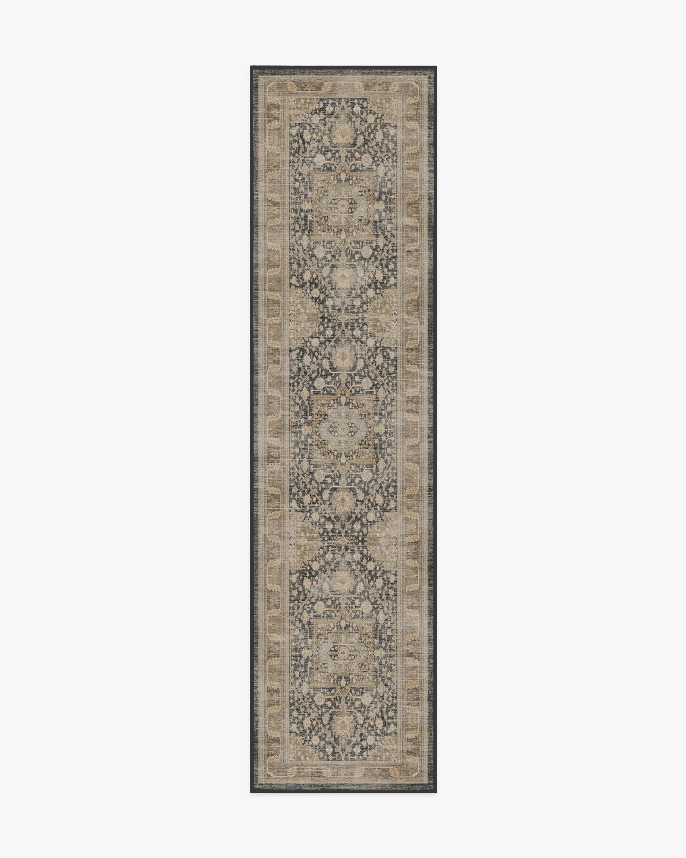 Round Machine Washable Rug - Brown