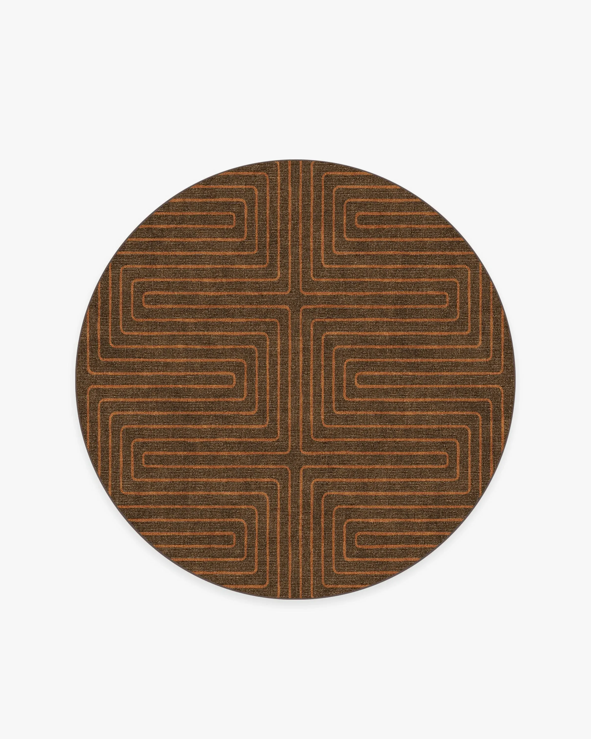 Round Machine Washable Rug - Brown, Chenille