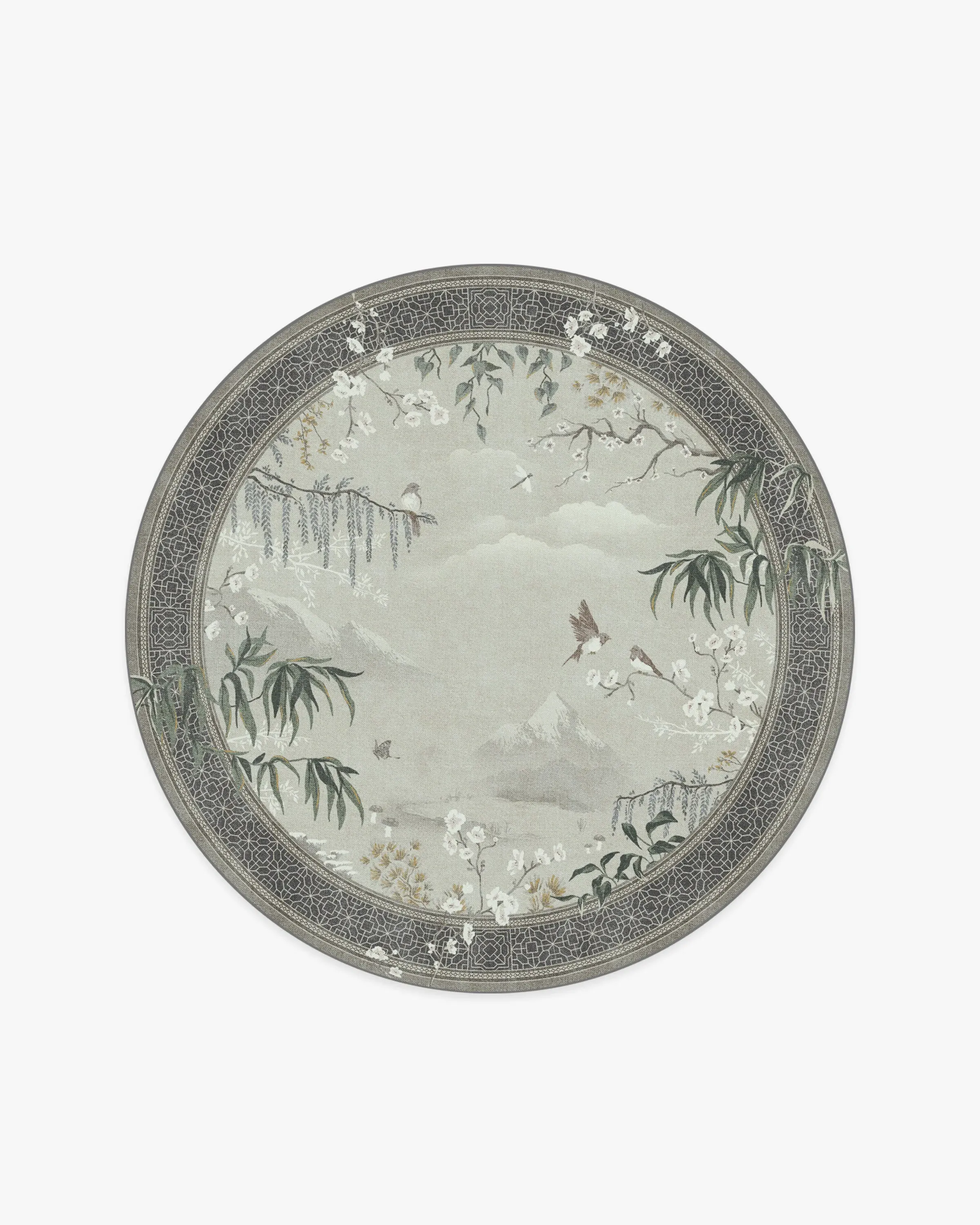 Round Machine Washable Rug - Charcoal & Opal